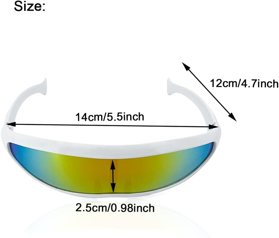 Cyclops Sunglasses, Futuristic Glasses Narrow Color Mirrored Lens Novelty Cool Glasses for Party Cosplay Robot Space Costume, Yellow/Blue image number 5