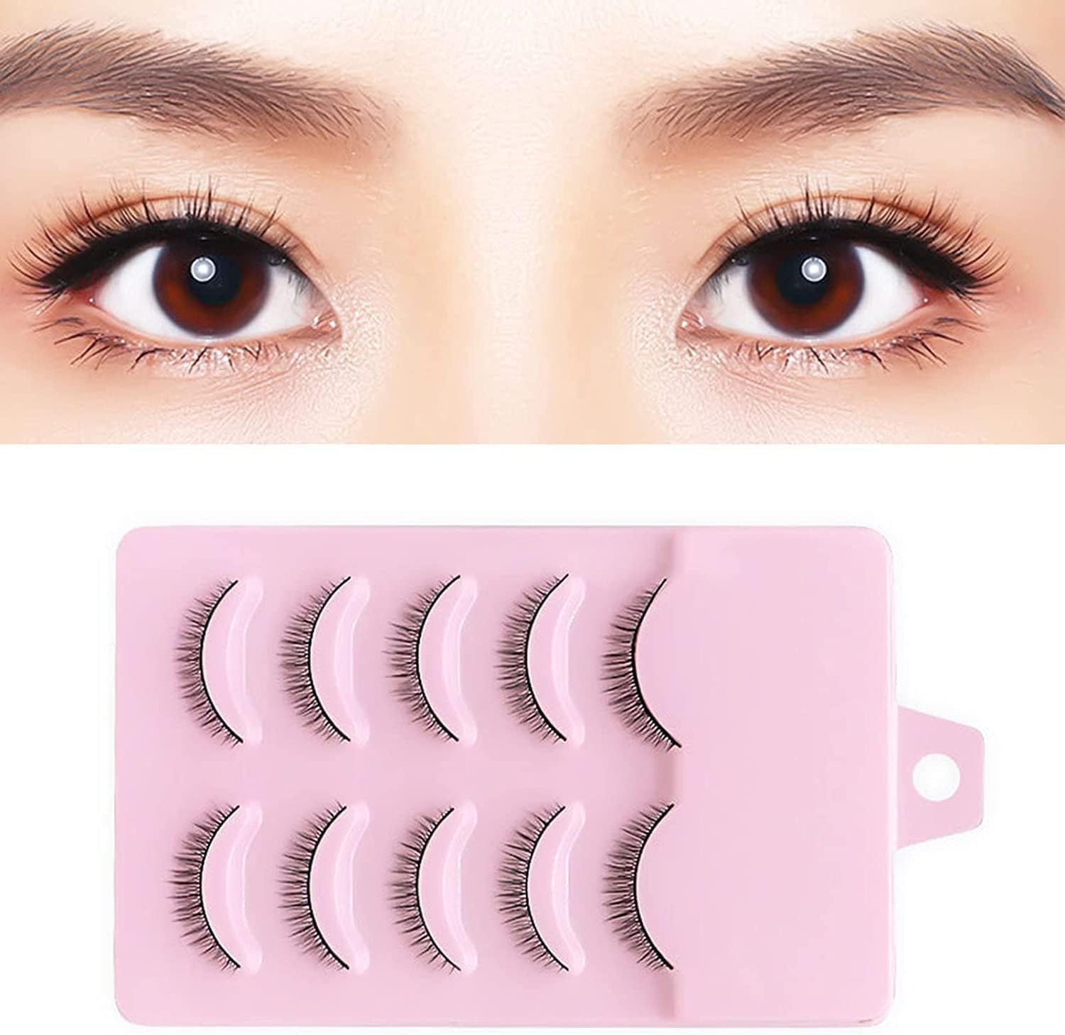 5 Pairs of Eyelashes, Eye Lashes, 8 Mm, Artificial Eyelashes, Fake Lashes, Natural Eyelashes, Thin Band, False Eyelashes, 3D Volume Eyelash Extensions, Curl Eyelashes image number 6