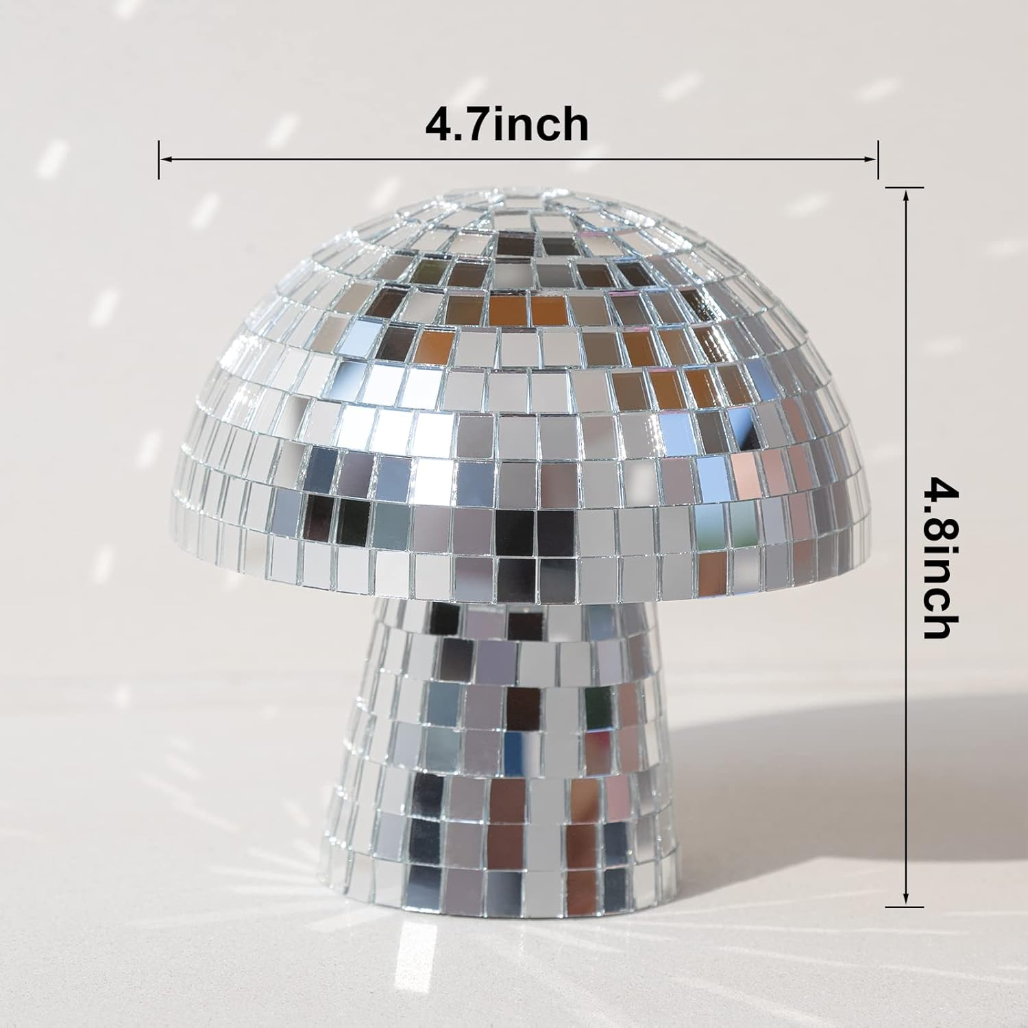 Silver Mushroom Disco Ball, Disco Mirror Reflective Ball, 4.8Inch Mushroom Disco Ball Lights for Unforgettable Home Parties and Stage Decor image number 6