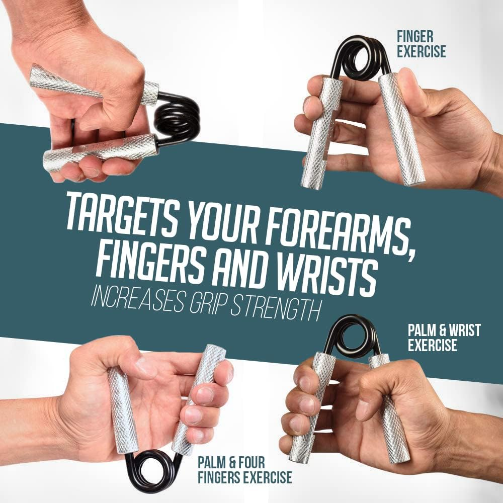 Logest Metal Hand Grip Set, No Slip Heavy-Duty Finger Strengthener with Gift Box, Great Wrist & Forearm Exercise, for Home Office & Gym Use, for Beginners to Professionals - 100Lb-350Lb (6 Pack) image number 6