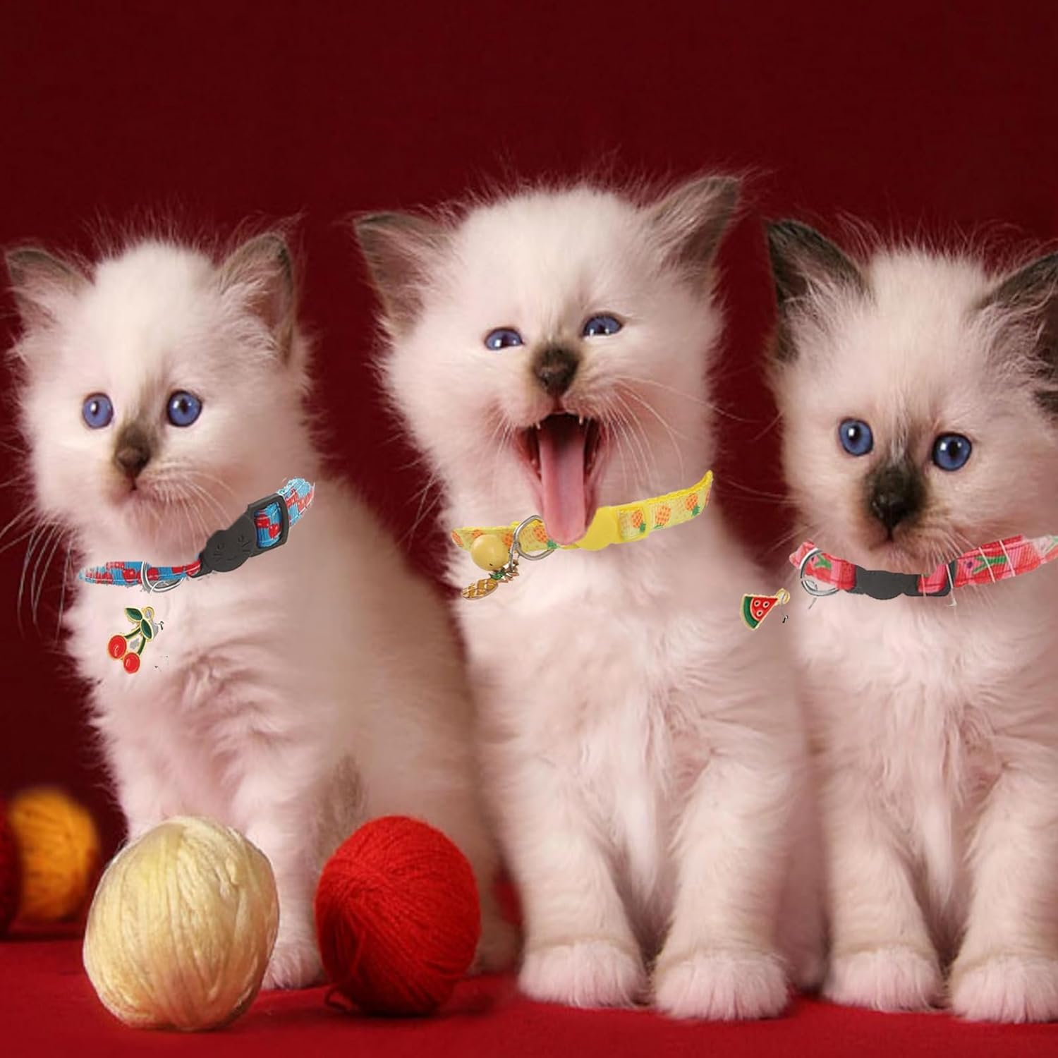 Cat Collars,7 Pack Cat Collar with Bells,Safety Breakaway Cat Collars Adjustable 7.5-12.5 Inch,Fruit Style Kitten Collar for Cute Pet Cats Puppy and Dog,Pet Supplies,Accessories,Gifts image number 4