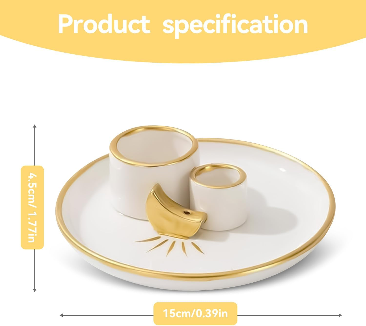 Proxima Direct 5.9 Inches 4 in 1 Incense Burner Holder, Sage and Palo Santo Holder for Burning, Candle Holder for Sticks, Ceramic Ash Catcher Tray for Meditation Yoga Room image number 3