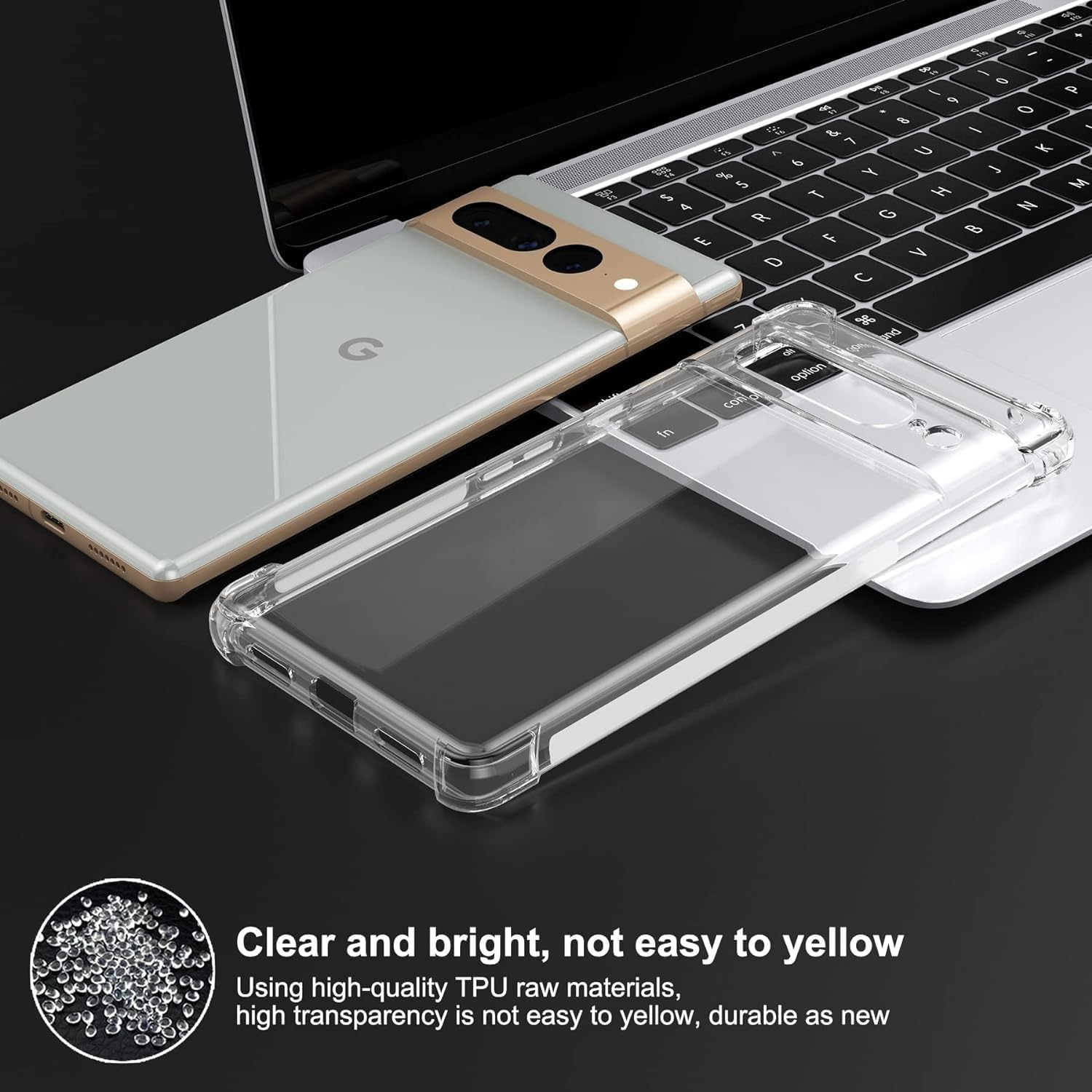 USTIYA Case for Google Pixel 7 Pro Clear TPU Four Corners Protective Cover Transparent Soft image number 4