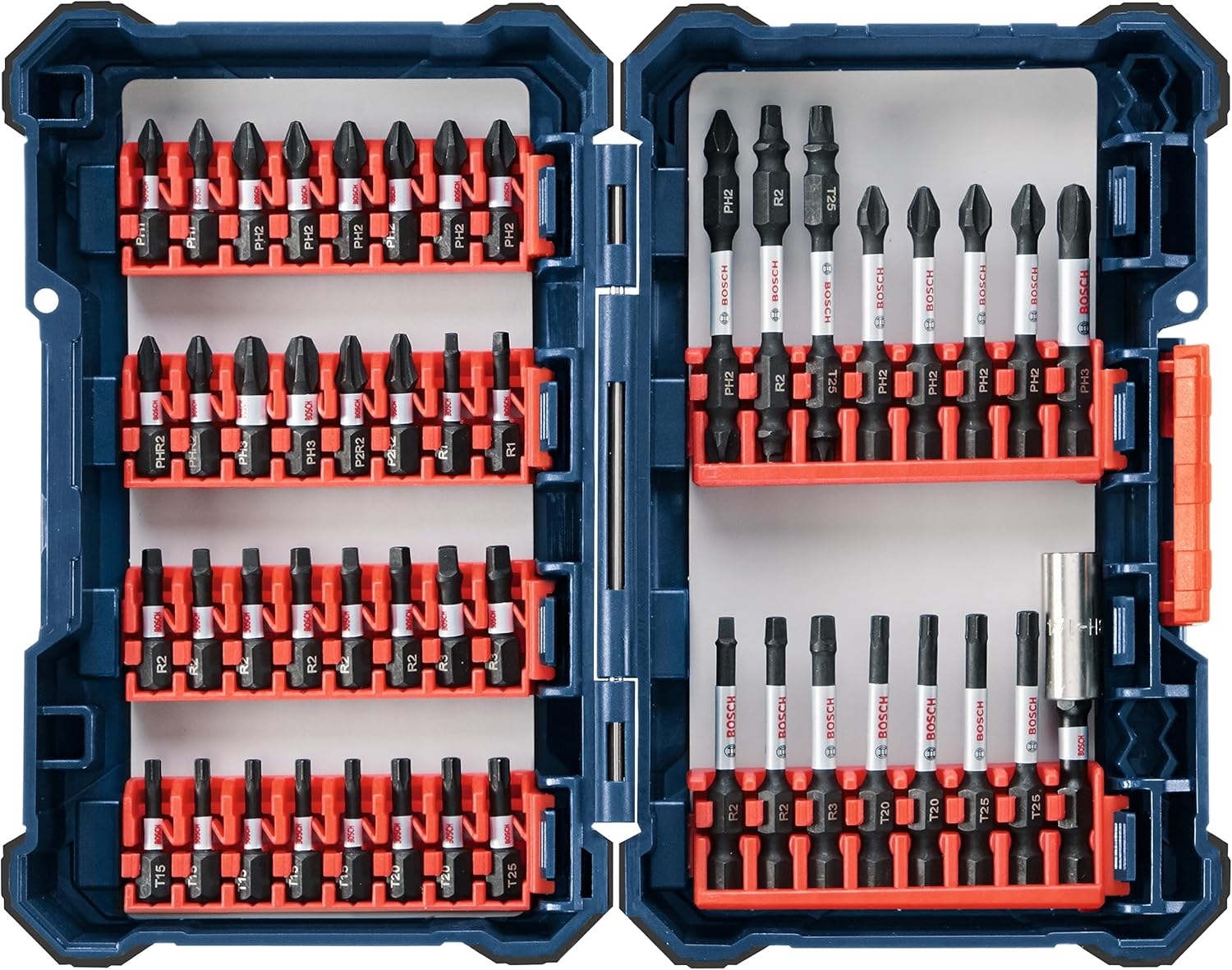 Bosch 48 Pcs. Professional Impact Tough Modular Screwdriver Bits Set (Long Life, Xtended Torsion Zone, in Tough Case, Tilt-In/Tilt-Out, with Magnetic Holder Accessories for Drills & Screwdrivers)