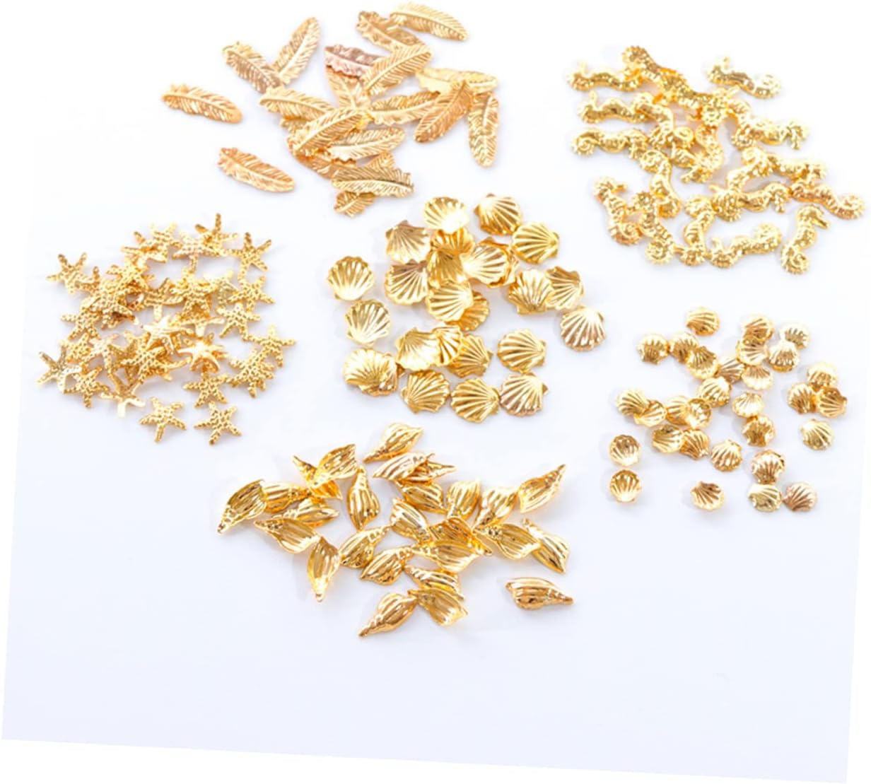 COMPUKAS Metal Nail Decals Gold Metal Nail Charms 50 Pieces Summer Manicure Accessories for Women image number 6