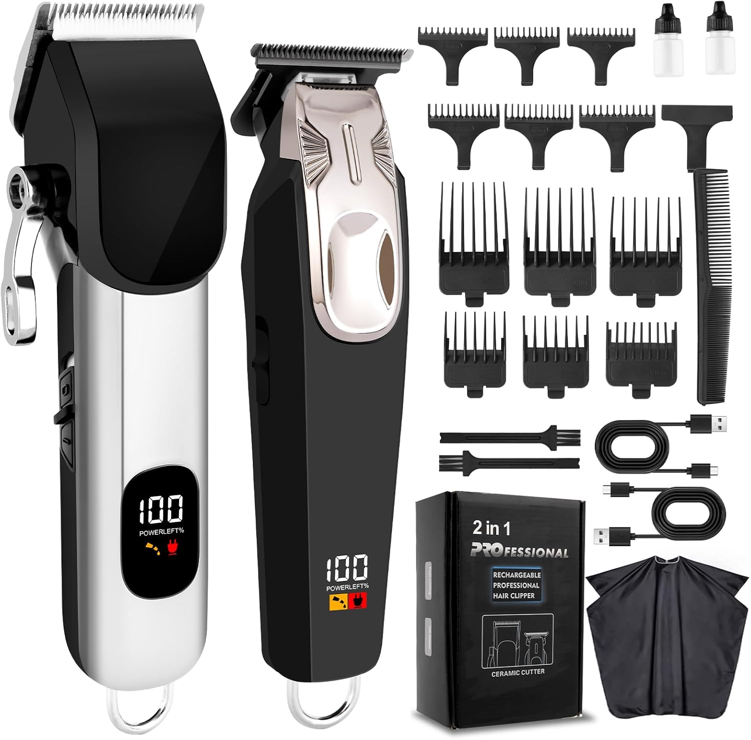 Evavii Professional Hair Trimmer, Hair Trimmer, Wireless, Strong Drive, Rechargeable, Beard Trimmer, Hair Trimmer, Men'S T-Blade Trimmer, Razor, Precision Trimmer, Care Set for Men, Waterproof image number 5
