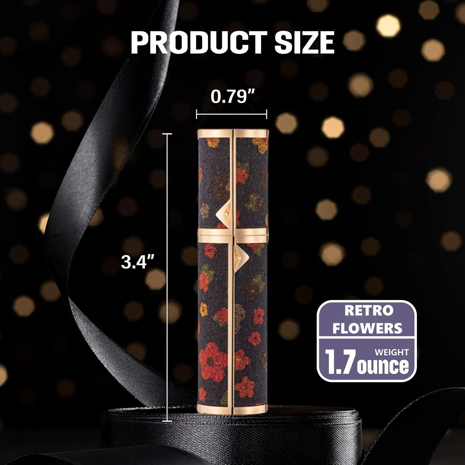 Longfng 5ML Travel Perfume Atomizer, Refillable Perfume Bottle with Retro Pattern, Leakproof Portable Small Spray Bottle for Women & Men, Elegant Mini Fragrance Accessory (Dark Floral) image number 3