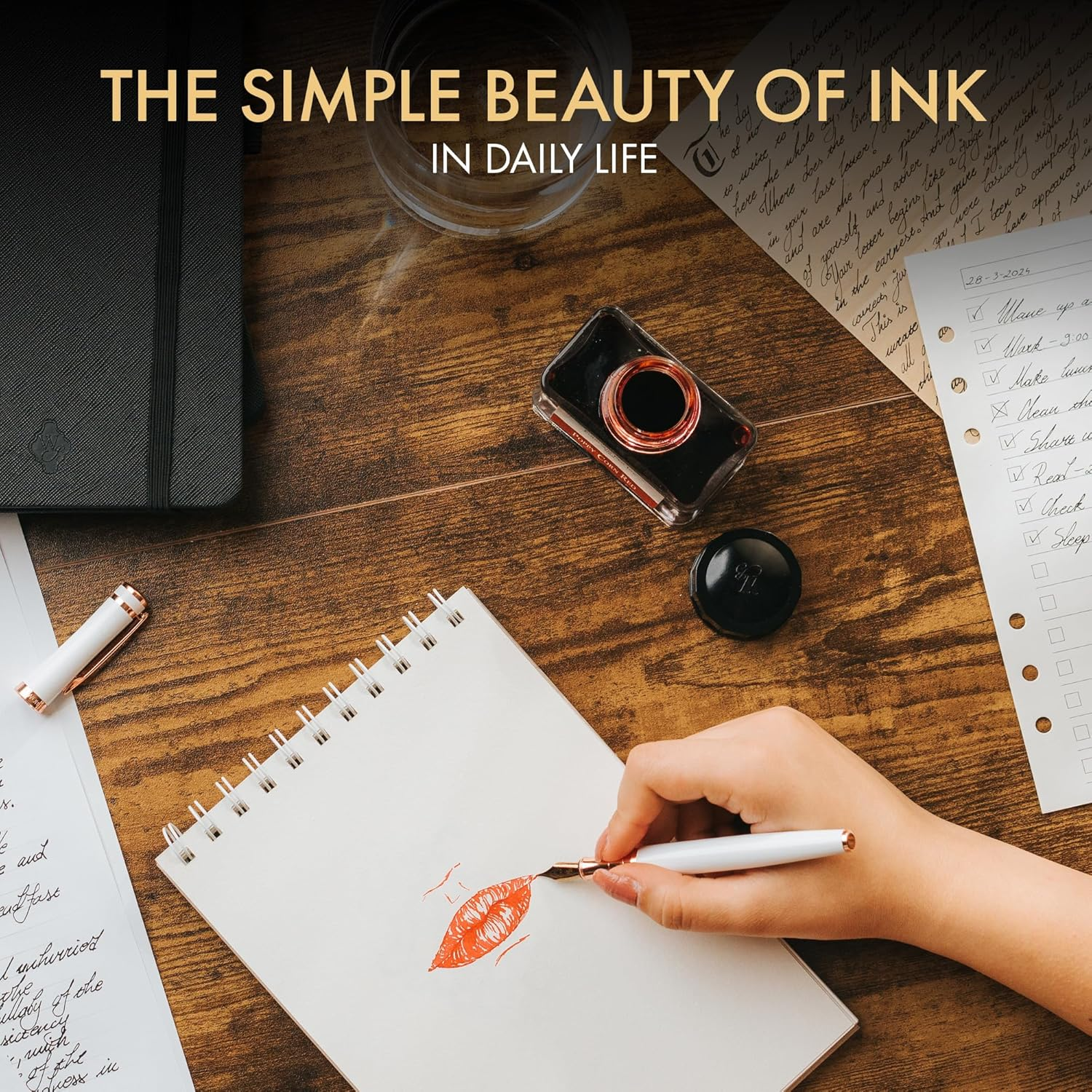 Wordsworth and Black Fountain Pen Ink Bottle (50 Ml) Premium Luxury Edition, [Poppy Corn Red] Fountain Pens Bottled Ink; Classic Designed Bottle Smooth Flow 50 Ml image number 6