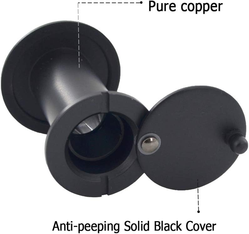 Door Viewer Peephole, Solid Brass 220-Degree Door Viewer with Heavy Duty Rotating Privacy Cover for 1-3/8" to 2-1/6" Doors for Home Office Hotel (Black) - Black image number 5
