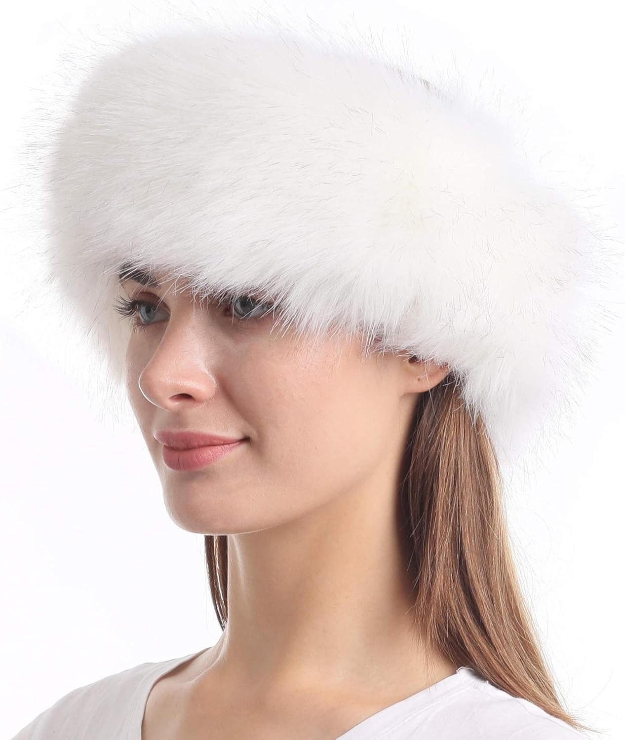 Faux Fur Headband for Women &ndash; Elastic Fuzzy Winter Earwarmer Headband for Cold Weather & Ski Earmuff（21-23.5 Inch） image number 1
