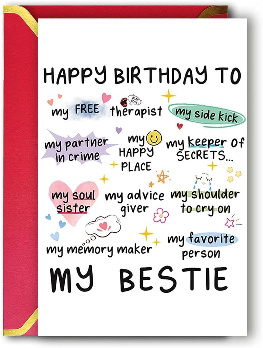 Weforu Funny Birthday Card for My Bestie - Hilarious Best Friend Greeting Card with Sweet Message (Blank inside for Personal Note) image number 3