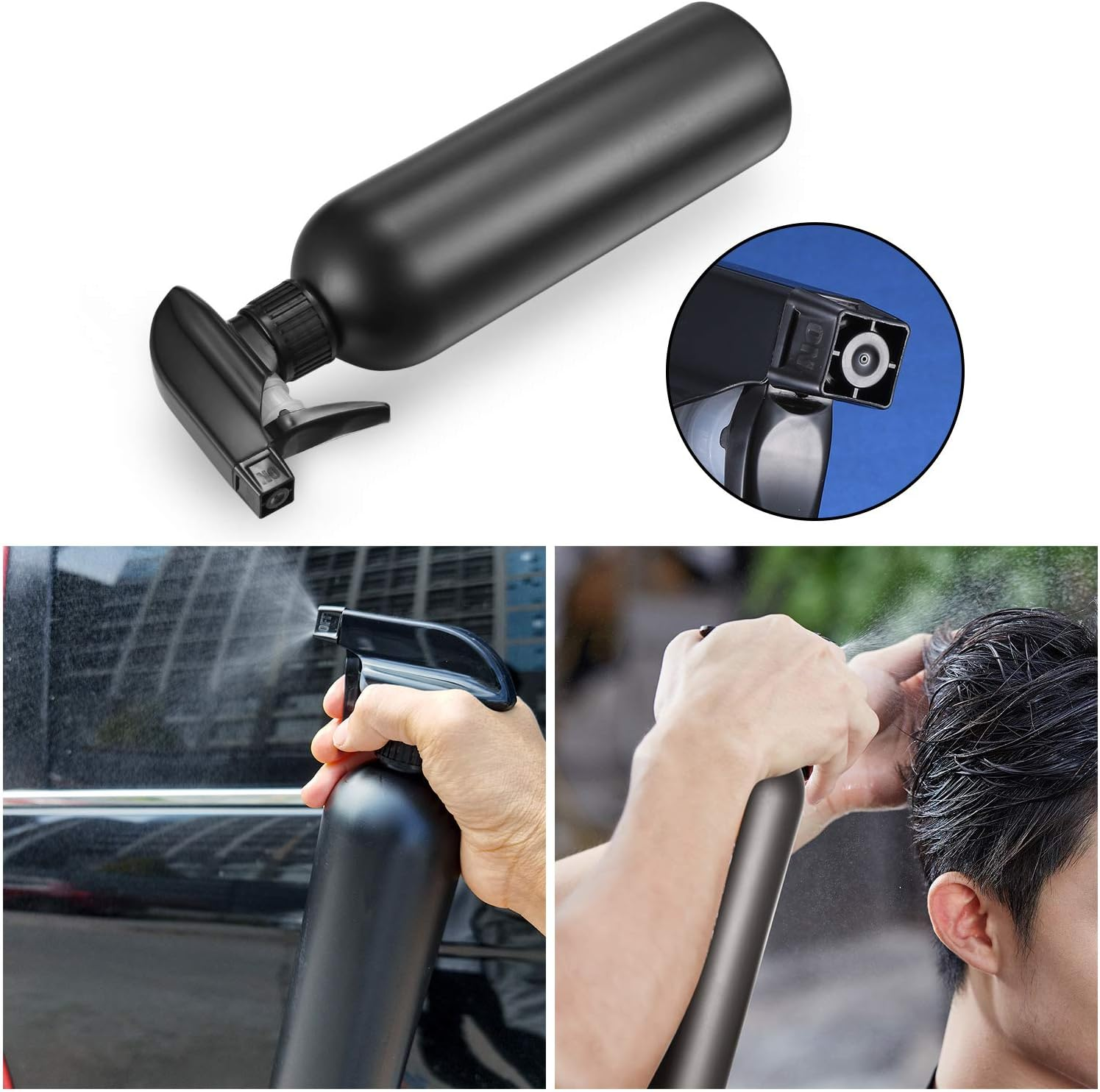 3 Pcs Plastic Spray Bottles, 500 Ml/17 Oz, Black, Refillable, Heavy Duty, Reusable, BPA Free, Sprayer, Garden image number 2