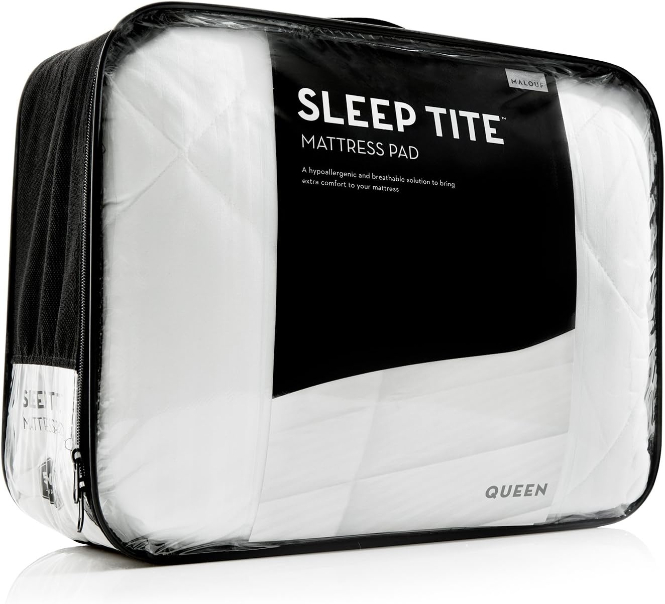 MALOUF Sleep TITE Quilted Mattress Pad with Soft down Alternative Fill - Hypoallergenic Cal King, California, White image number 1