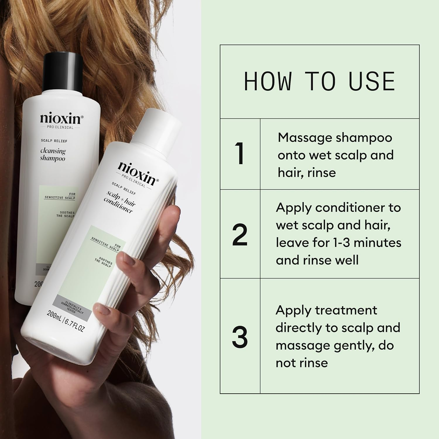 Nioxin Scalp Relief System - Hair Products for Sensitive, Itchy Scalp - Includes Shampoo, Conditioner and Serum (Packaging May Vary) image number 6