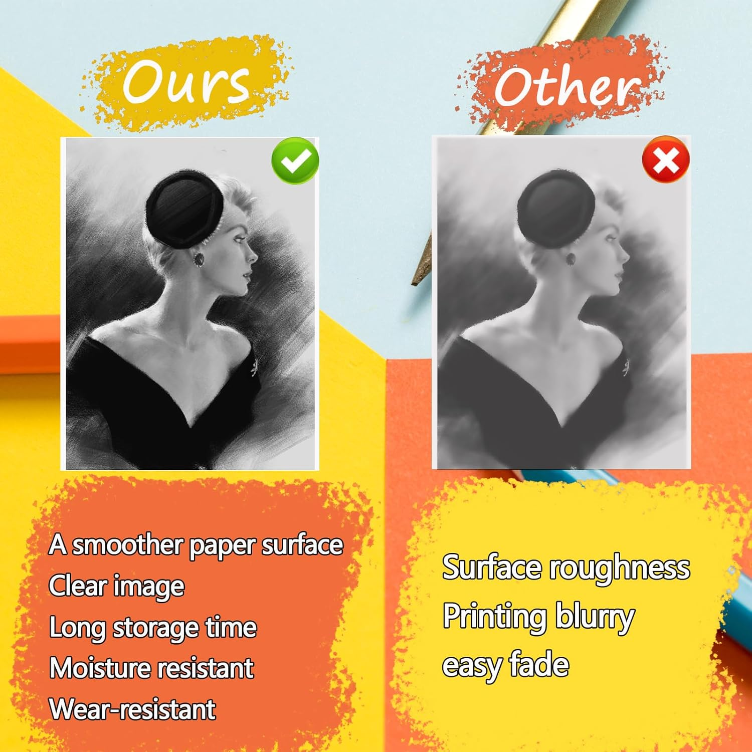 6 Rolls Colored Thermal Sticker Paper for Phomemo T02/M02/M02S PRO Mini Printer,Self-Adhesive Paper 53 * 28Mm,Hd Label for Pocket Inkless Portable Photo Printer to Print,Note,List - 3 White+Orange+Purple+Green image number 3