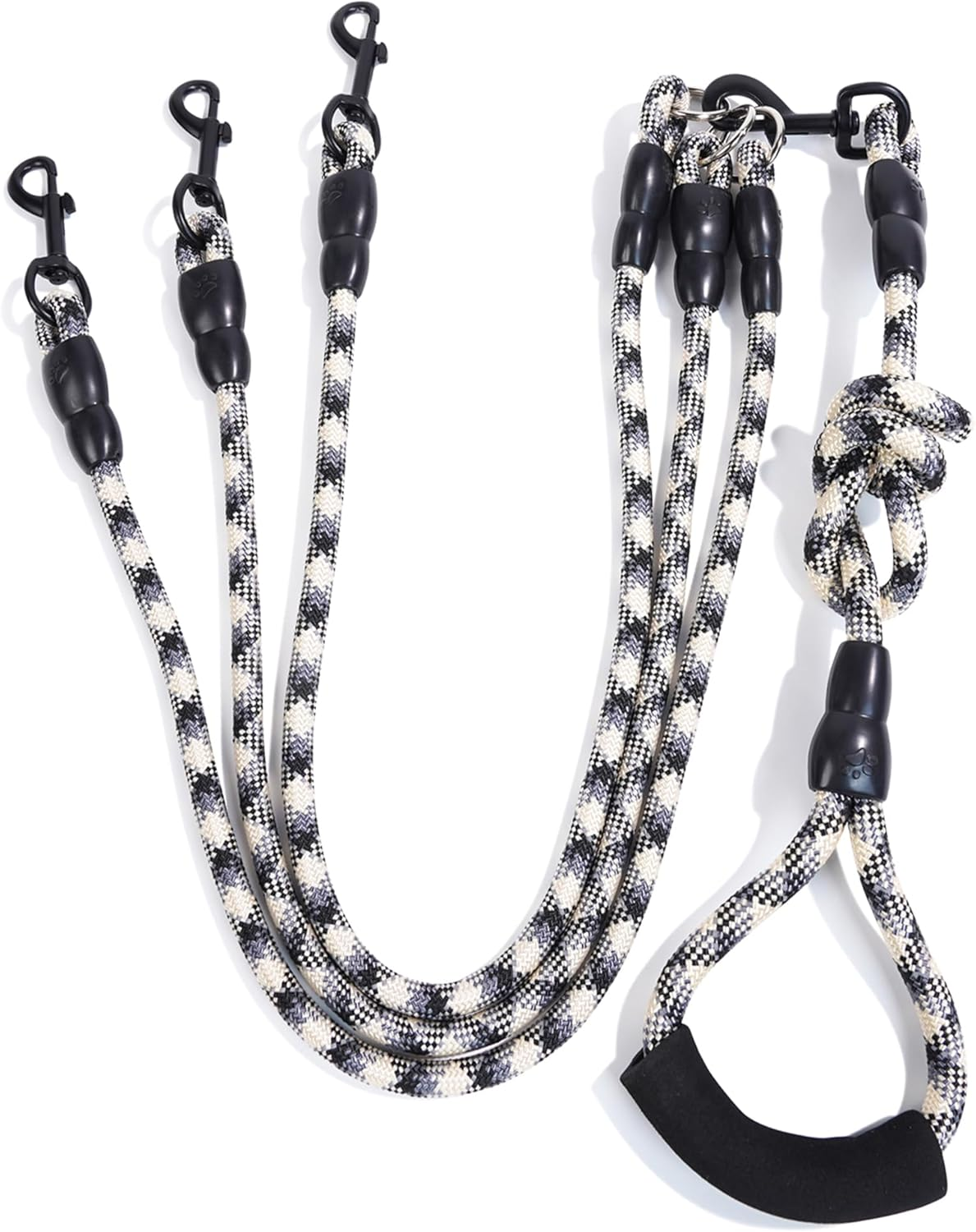 Heyllou 3 Dog Leash - Padded Handle, 360&deg; Swivel Multiple Dog Leash No Tangle, Lead for Medium Large Dogs, Walking & Training Double Dogs (Purple Green)