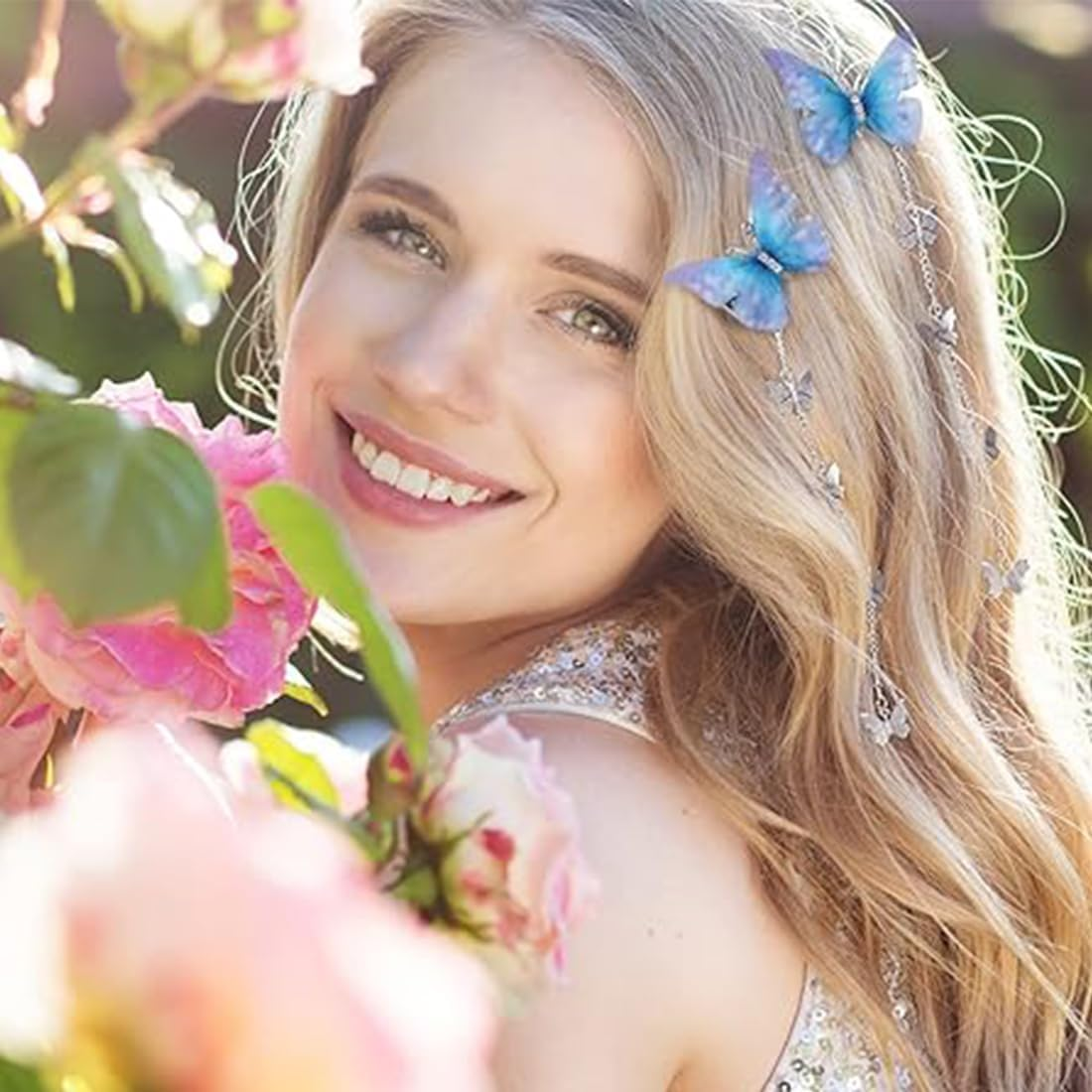 XUZOPIM Pack of 6 Butterfly Tassel Hair Clips Movable Fabric Butterfly Hairpin with Removable Tassel Cute Rhinestone Pins Side Clip Hair Clips Accessories for Women Girls Hair Accessories Girls image number 1