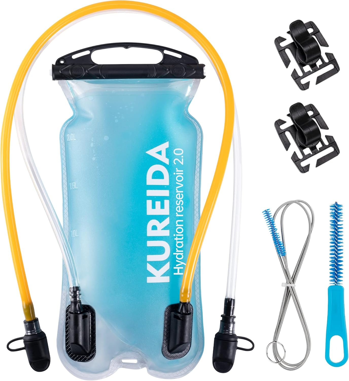 KUREIDA Dual Hydration Bladder 2 Liter,Water Bladder for Hiking Backpack Leak Proof,Water Reservoir for Hydration Pack,Bpa Free,Carry Water and Electrolytes,Tpu Material image number 4