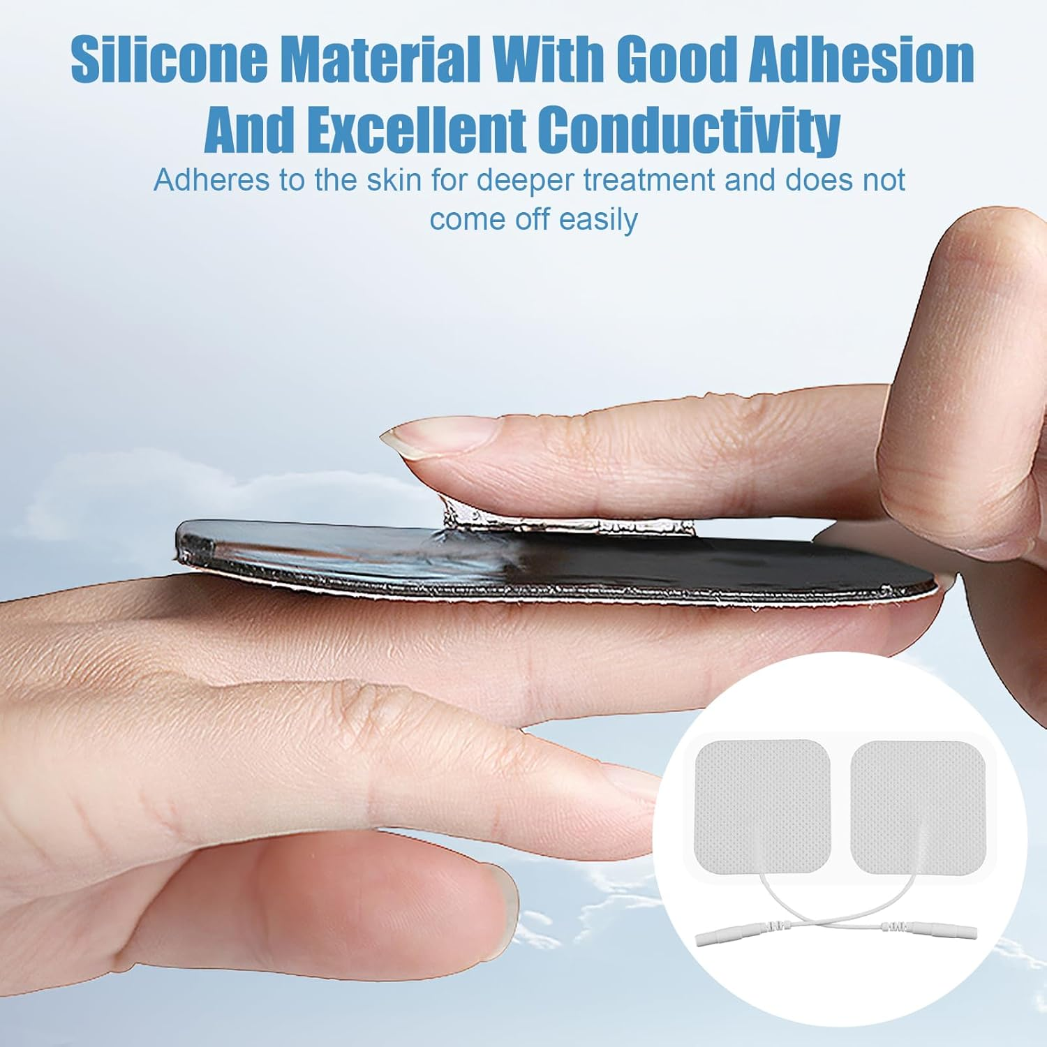 10 Pcs TENS Unit Replacement Pads, Reusable Self-Adhesive Electrode Gel Pads for TENS Machine, Muscle Stimulator & Nerve Massage Therapy, 5X5 Cm with 2Mm Pin, White (Non-Woven Fabric, White)