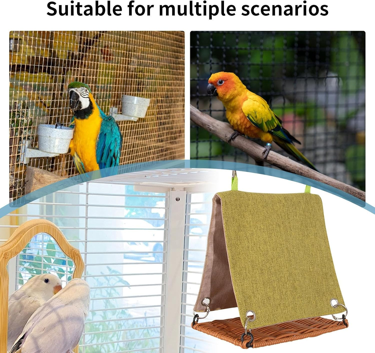 Hut Bird - Parrot Sleep Tent, Avian Nesting Shelter | Hot Canary Snake Trail Hammock Cage Accessory for Parakeets Lovebirds Is Parakeets, Resistant To image number 2