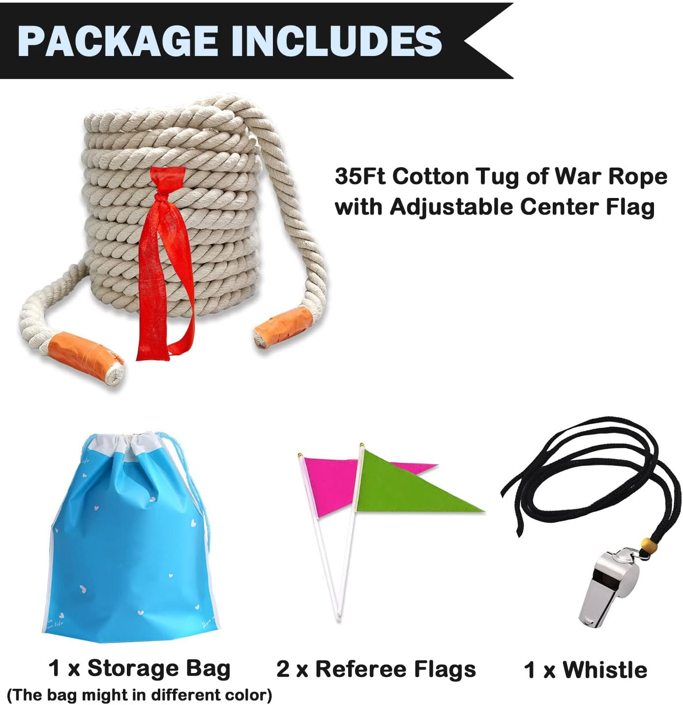 35Ft Tug of War Rope Field Day Family Reunion Tug Rope Natural Cotton Tug of War Rope for Kids and Adults, Summer Campe, Yard Games, Outdoor Camping Picnic Games, Team Building image number 2