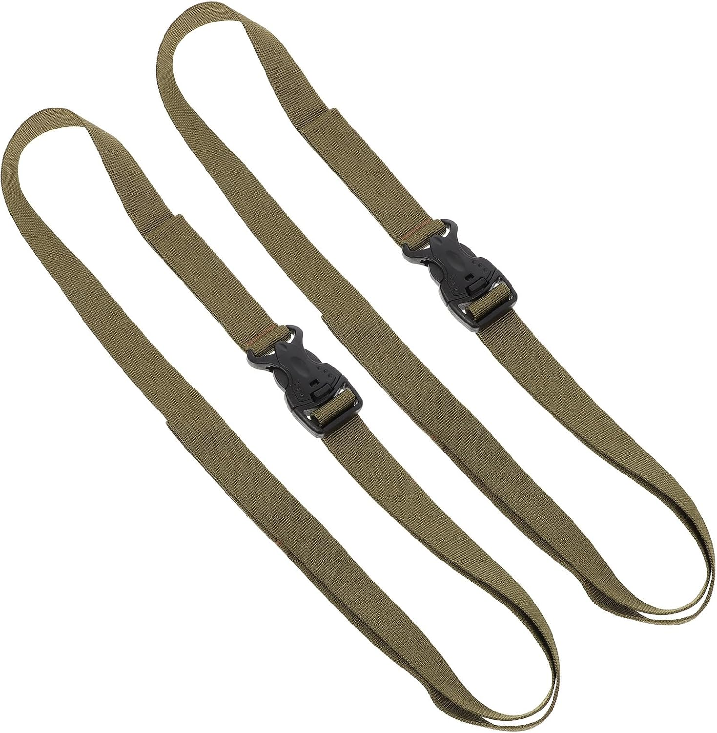 Hoement Outdoor Luggage Straps 2Pcs with Adhesive Buckle, Khaki Camping Tie down Belts for Travel Suitcase Securing and Bundling, Sturdy Fastening Straps for Outdoor Gear image number 1