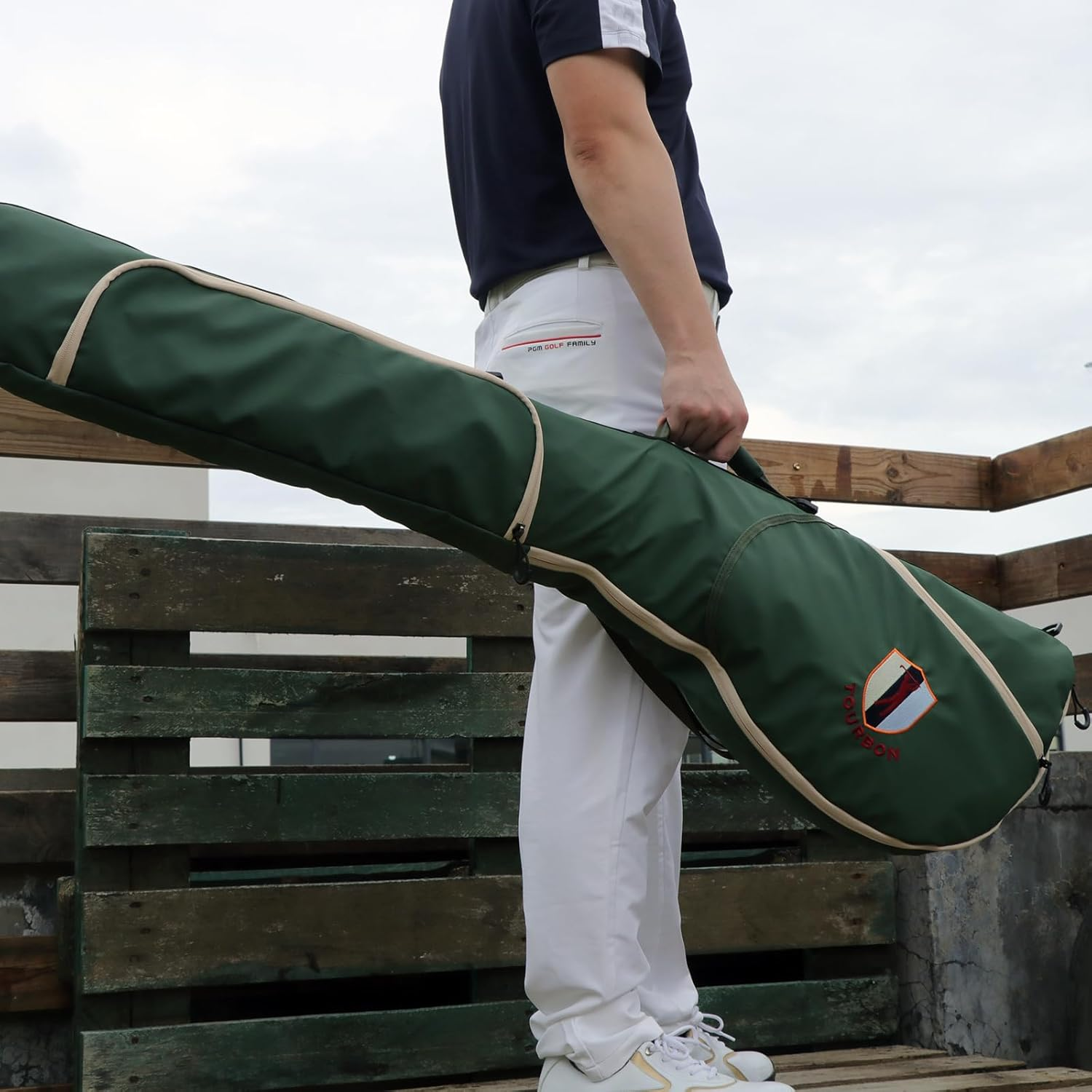 TOURBON Golf Bag Sunday Carry Golf Club Holder Case Driving Range Mini Course Practice Lightweight Travel Golf Bag for Men Women