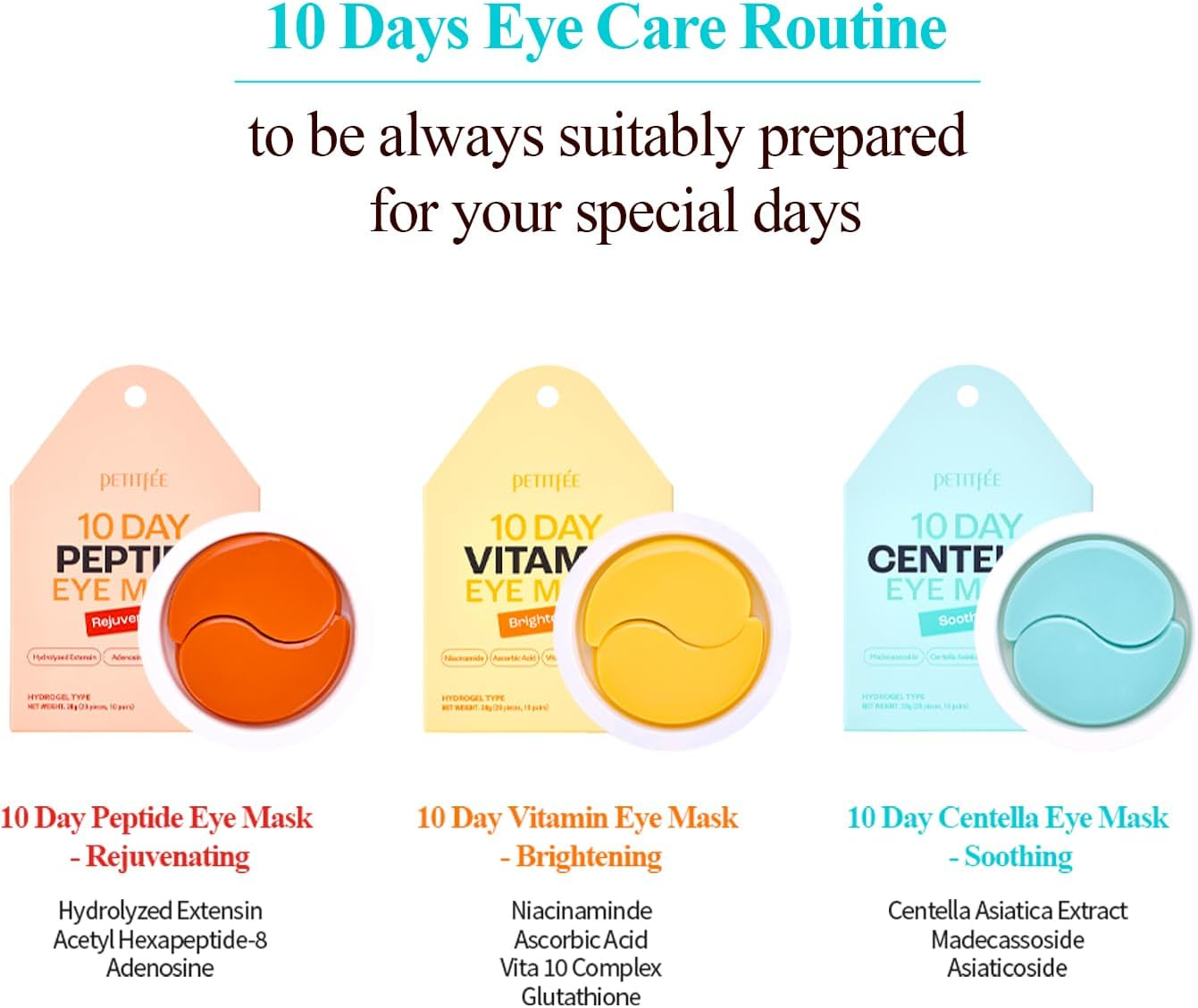 10 DAY Eye Mask Centella 20Pcs (10Pairs) - Soothing Eye Patch, Calming Eye Area with Madecassoside, Centella Asiatica Extract, Asiaticoside, Travel Friendly, Lightweight image number 3