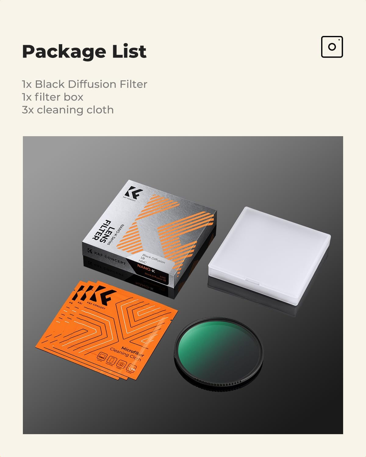 K&F CONCEPT 49Mm Black Diffusion 1/8 Filter, Mist Dreamy Cinematic Effect Camera Lens Filter with 18 Multi-Layer Coatings for Video/Vlog/Portrait Photography K-Series image number 6