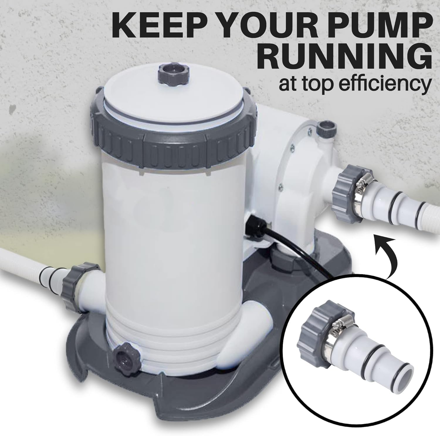 2-Pack Replacement Threaded to Clamp Style Hose Adapter for Intex Pool Sets with 1.5 and 1.25-Inch Hoses - Fits Filter Pumps, Chlorine Generators and Salt Systems with Threaded Hose Connections image number 1