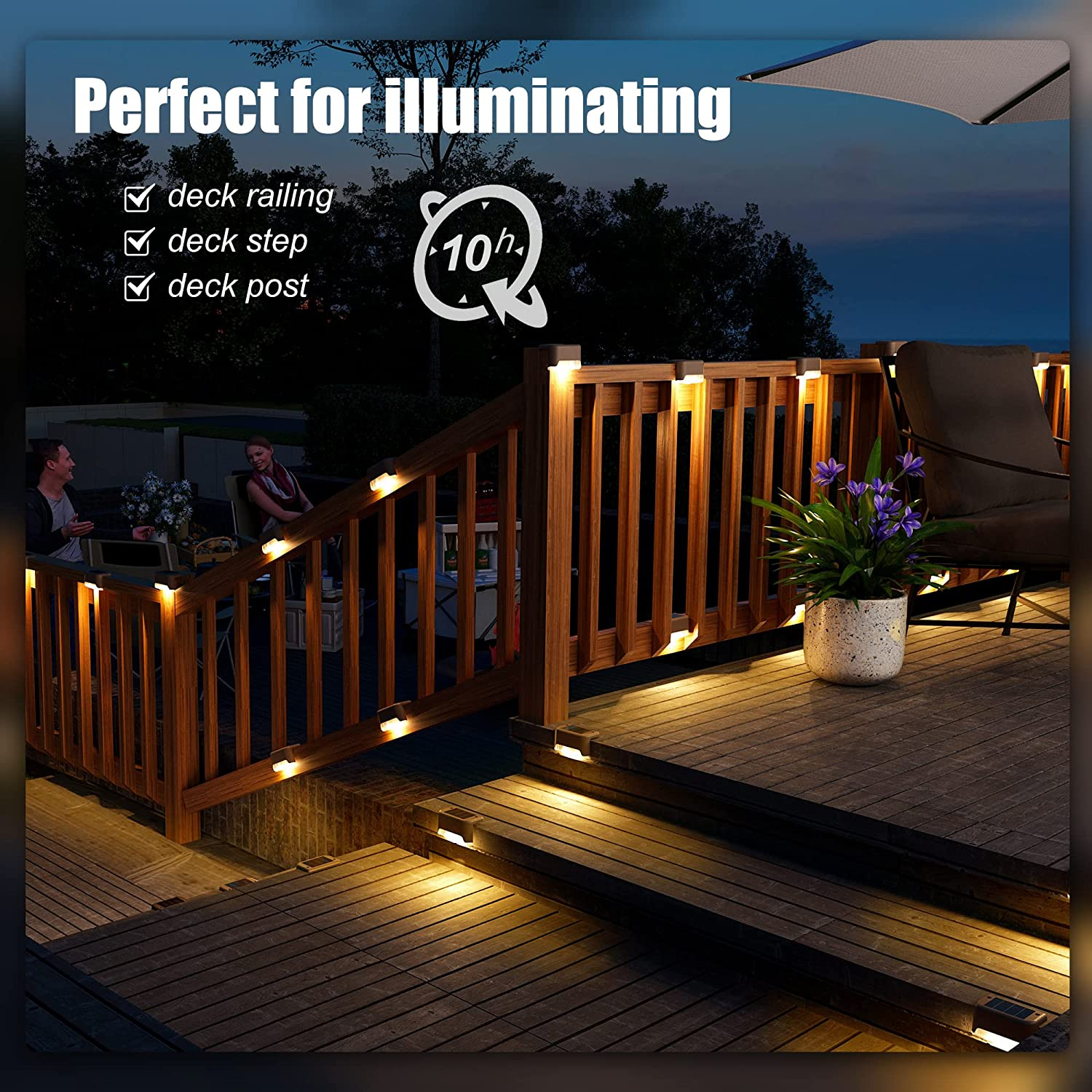 Solar Deck Lights Outdoor, Step Lights IP65 Waterproof Led Solar Light for Outdoor Stairs, Step, Fence, Yard, Patio, Backyard and Pathway(Warm White)-16 Pack image number 1