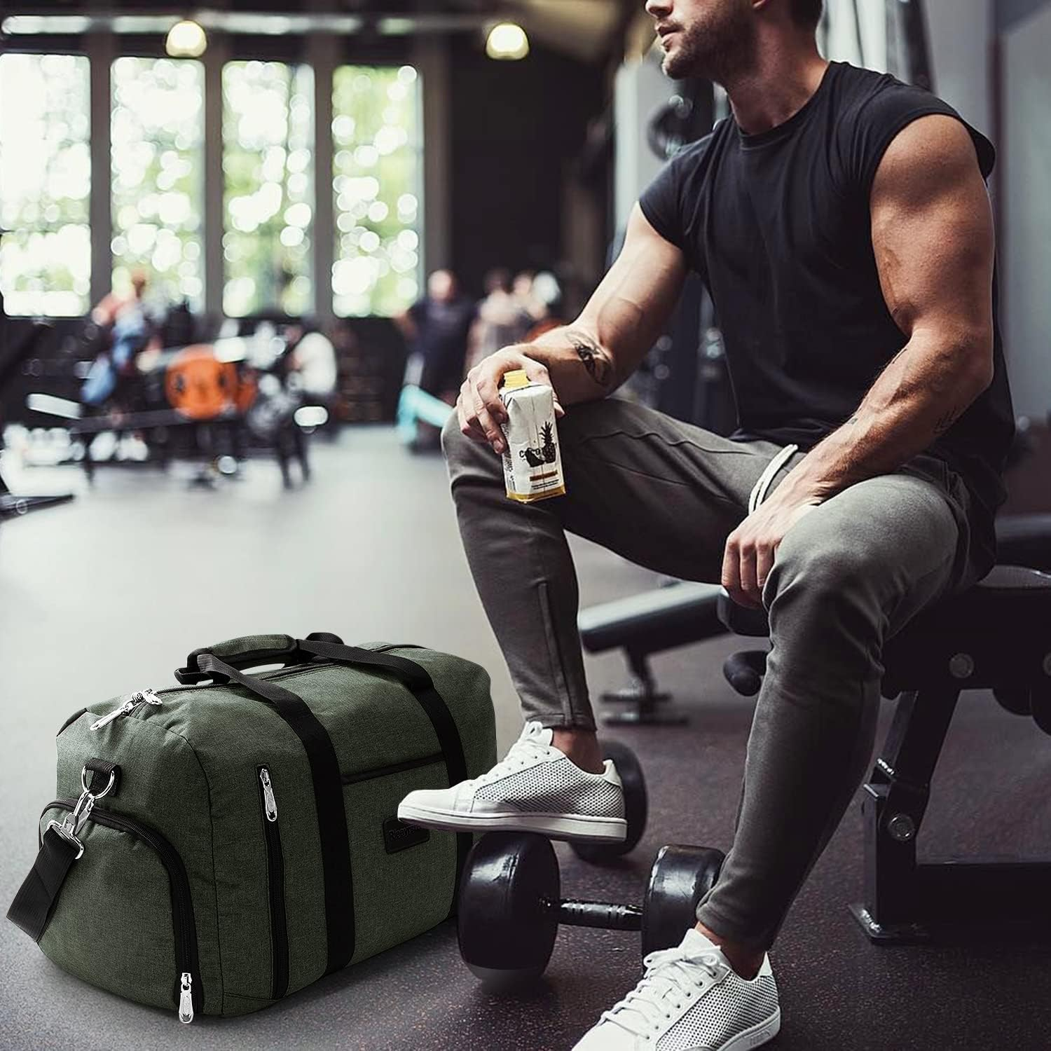 Sport Duffle Bag Sports Gym Bag with Shoes Compartment image number 2