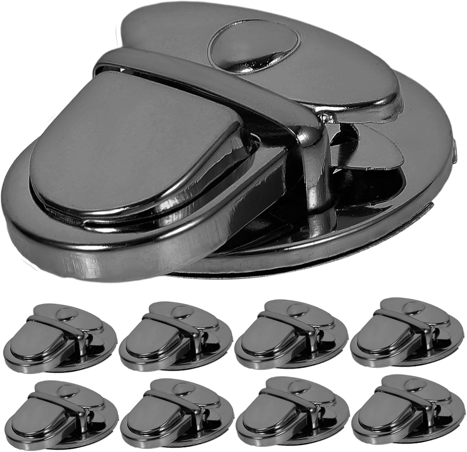 Anneome 10Pcs DIY round Iron Purse Push Locks Bag Buckle Fasteners Gunmetal Black 4.7Cm Wide for Handbag and Suitcase Accessories image number 2