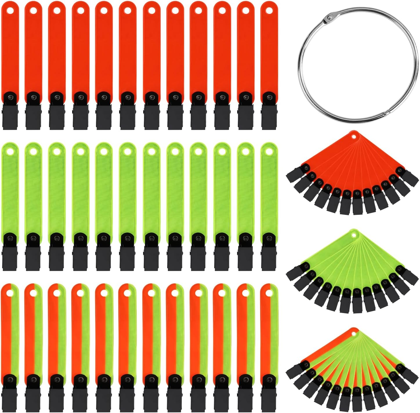Lasuroa 36Pcs Reflective Trail Markers, High Visibility Trail Markers with Open Buckle Reflective Trail Marker Clips Hunting Accessories for Tree Stand Hunting Outdoor Hiking Camping image number 2