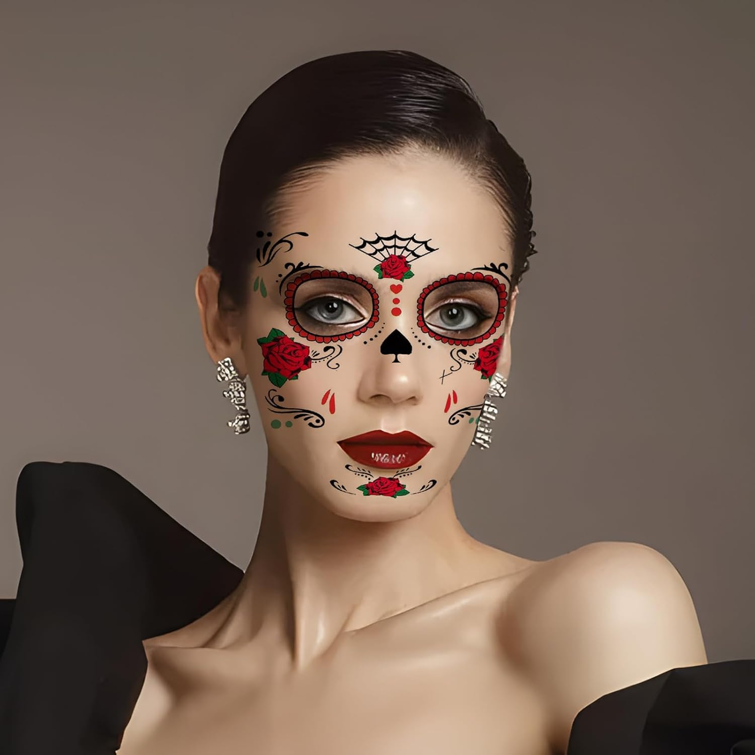 Halloween Skeleton Jumpsuit, Rose Flower Skeleton Jumpsuit image number 2