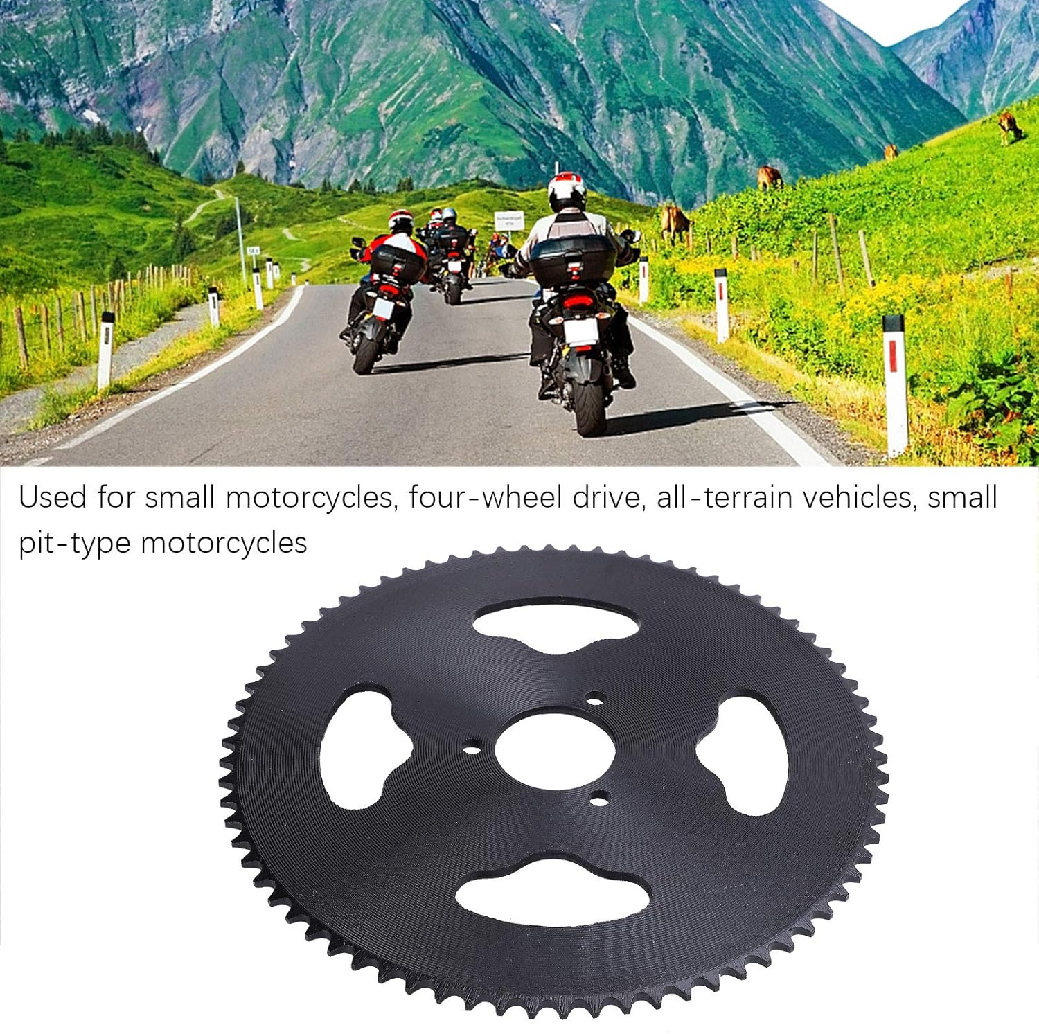 Joyzan T8F 74T 30Mm Steel Rear Sprocket Durable Motorcycle Replacement, Steel Rear Chain Sprocket Motorized Accessories OD 19Cm ID 3Cm for Four Wheel Drive All Terrain Vehicles image number 2