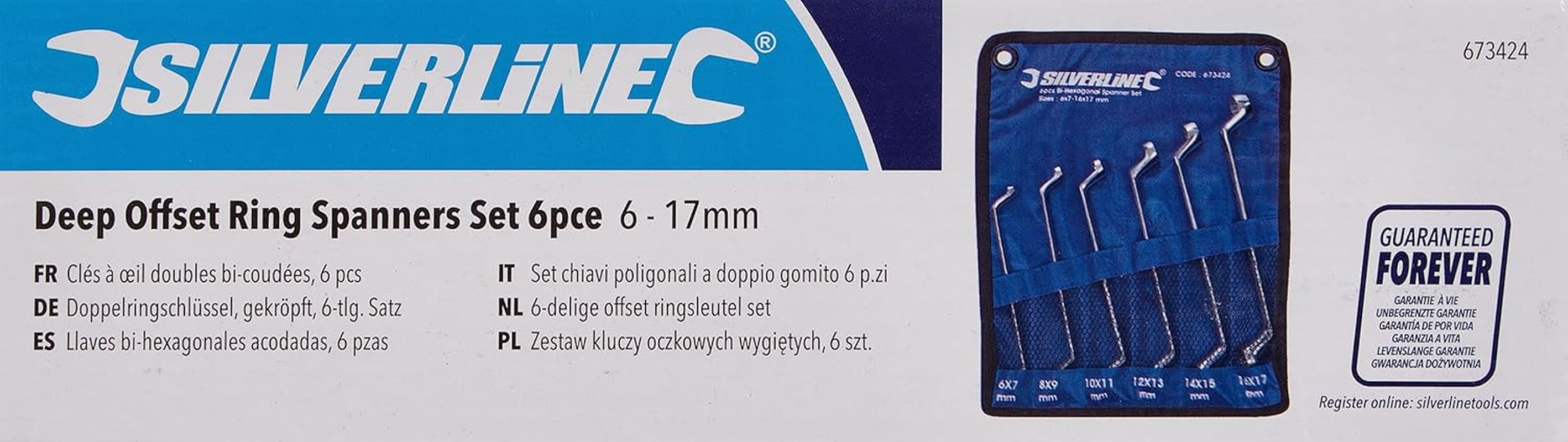 Silverline 673424 Deep Offset Ring Spanners Set 6Pce 6-17 Mm image number 1