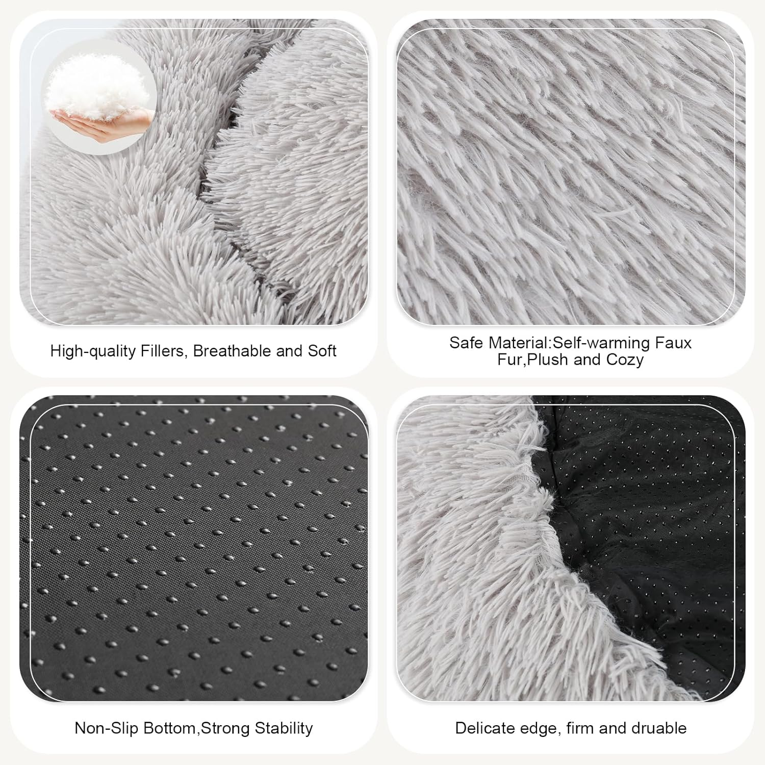 Dog Bed, Cat Calming Bed, Faux Fur Pillow Pet Donut Cuddler round Plush Bed for Large Medium Small Dogs and Cats image number 5
