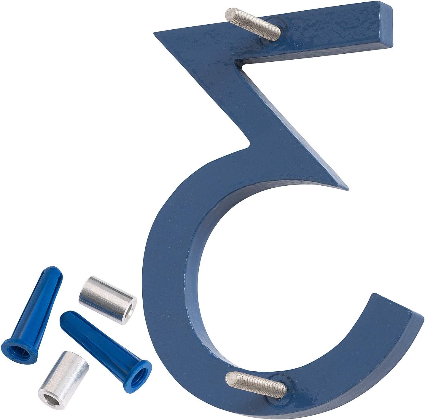 Montague Metal Products MHN-10-F-SB1-3 Solid Brushed Aluminum Modern Floating Address House Numbers, 10", Powder Coated Sea Blue image number 3