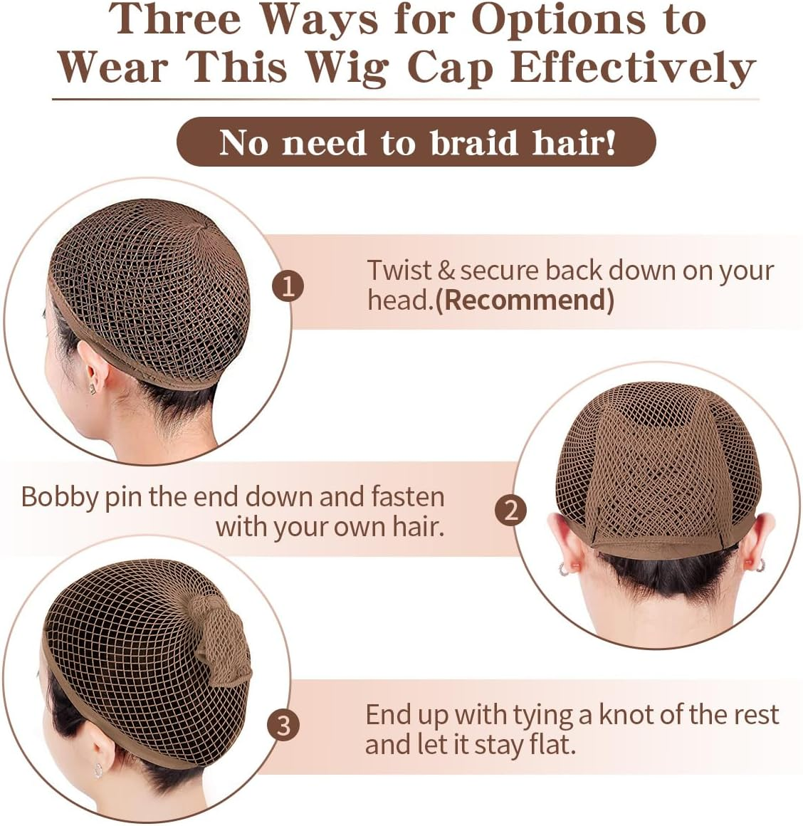 Dreamlover Hair Net for Wig, Brown Wig Cap for Long Hair, Mesh Wig Cap, 2 Pieces