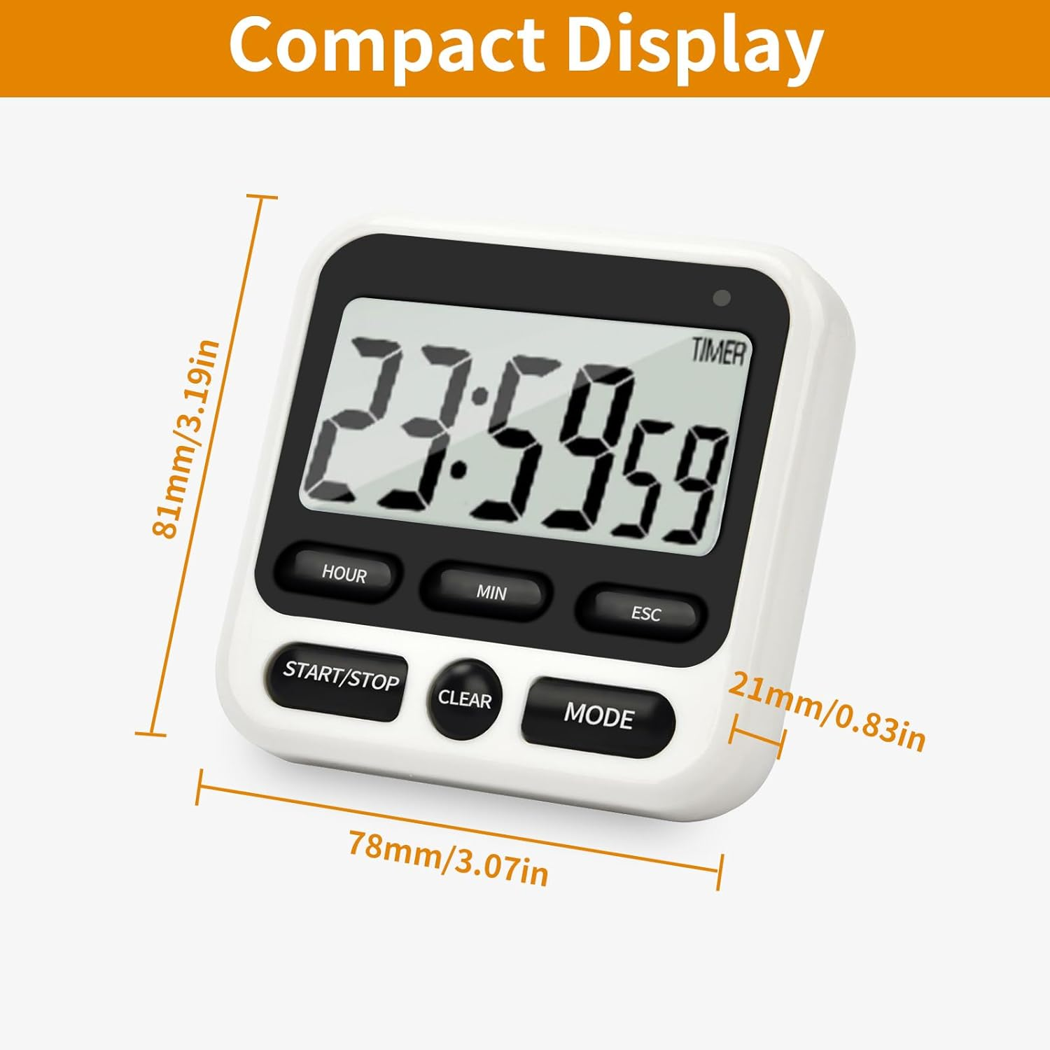 NKOVE Digital Kitchen Timer 24 Hour Clock and Alarm Function with Silent or Alarm Manual Switching Count up or down and Memory Function for Cooking, Baking, Meeting image number 1
