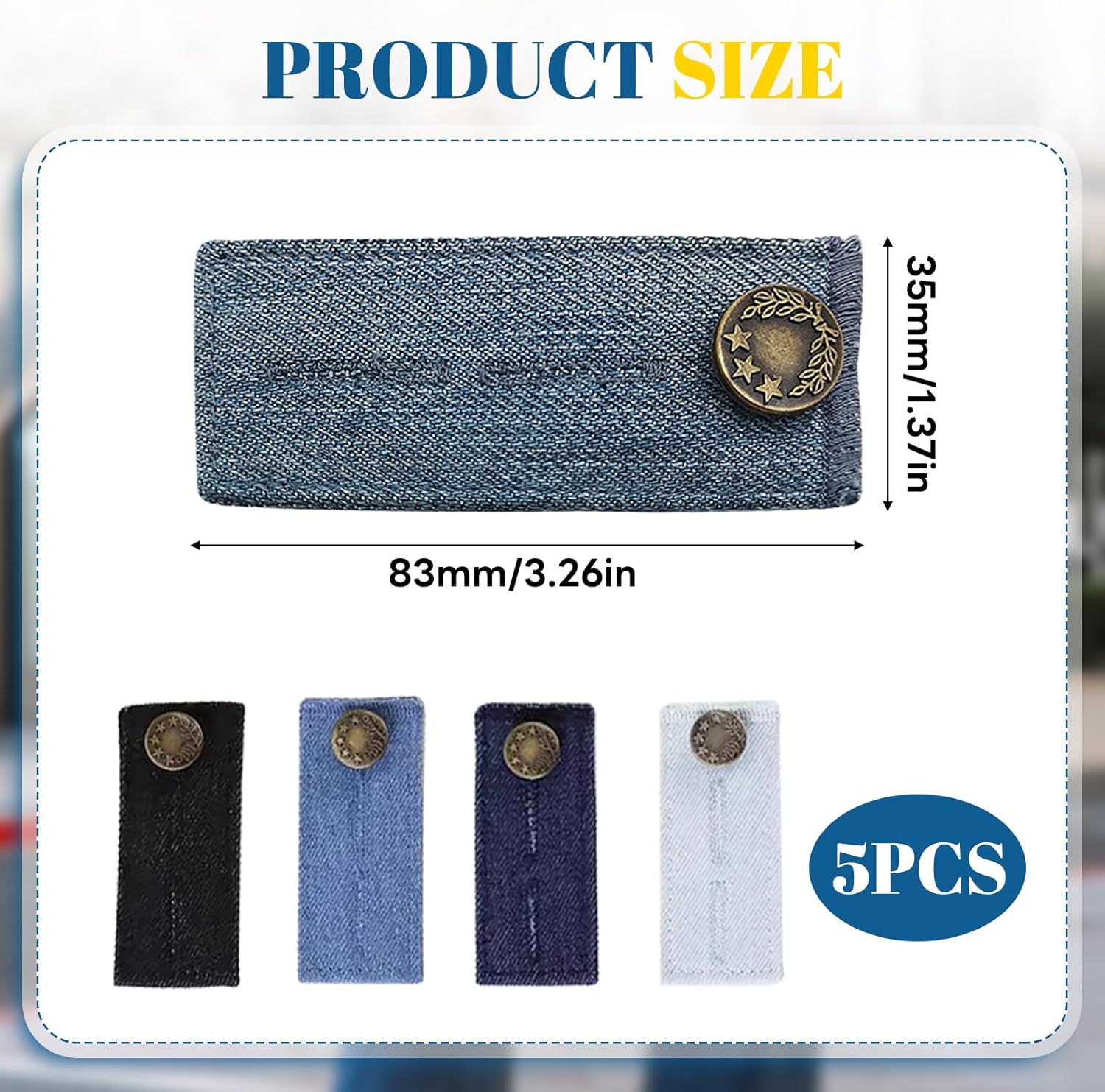 Pack of 5 Adjustable Button Extenders for Trousers, Waistband Extensions for Men and Women Trousers, Jeans, Suit Trousers, Maternity Pants image number 3