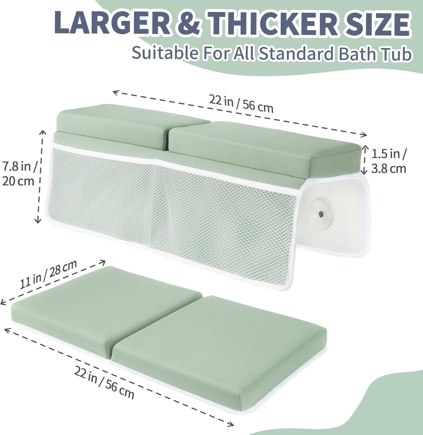 Bath Kneeler and Elbow Rest Pad Set, 3.8Cm Thick Baby Bath Kneeler Pads with Toys Organizer, Anti-Slip Cozy Knee & Arm Support Bathtub Mat, Quick Dry Kneeling Pad for Baby Bath Time