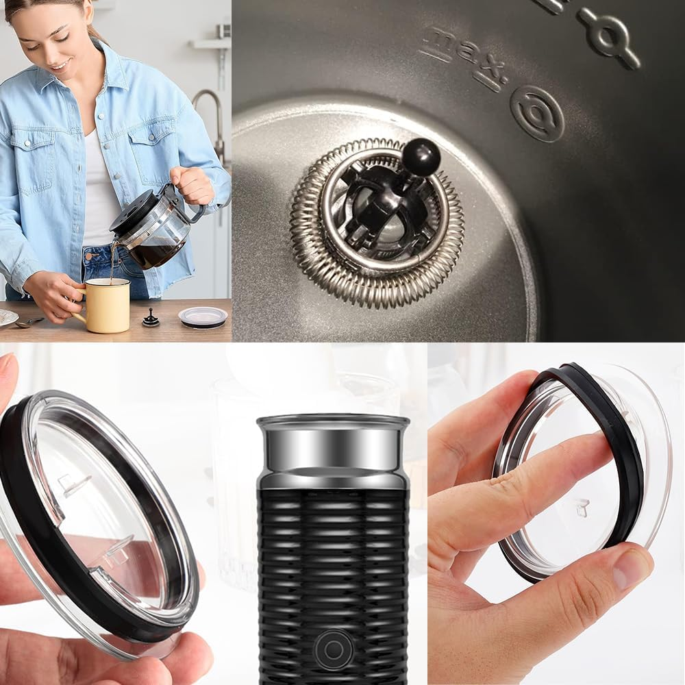 Whisk for Nespresso Aeroccino Milk Frother Replacement Set, Lid and Whisk, 2 Pieces