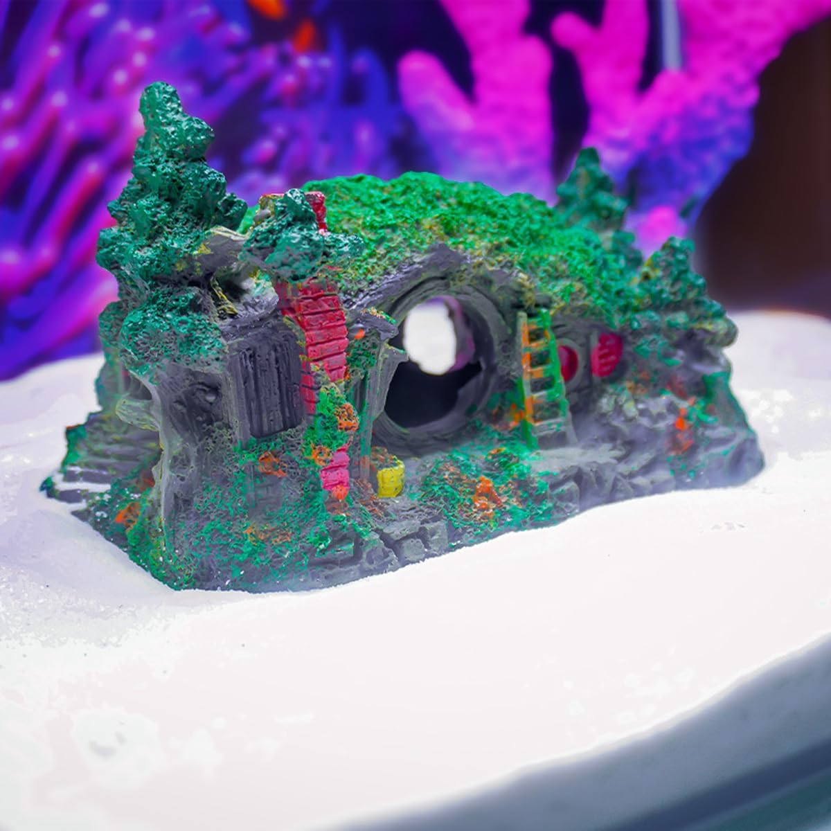 AIMALL Resin Grass House for Aquarium - Simulated Thatch Decoration, Fish Hideout, Enhances Playfulness and Relieves Stress, Suitable for All Water Types image number 1