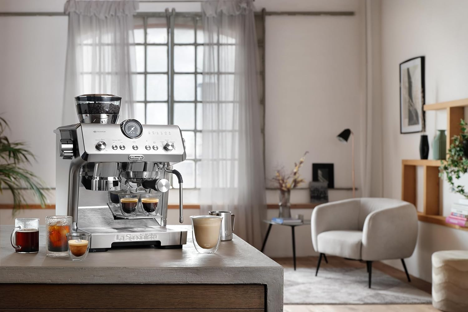 De'Longhi La Specialista Opera Manual Espresso Coffee Machine EC9555.M, Smart Tamping Station, 15 Grind Settings, Cold Brew Function, Latteart Steam Wand, Includes Milk Frothing Jug, Metal