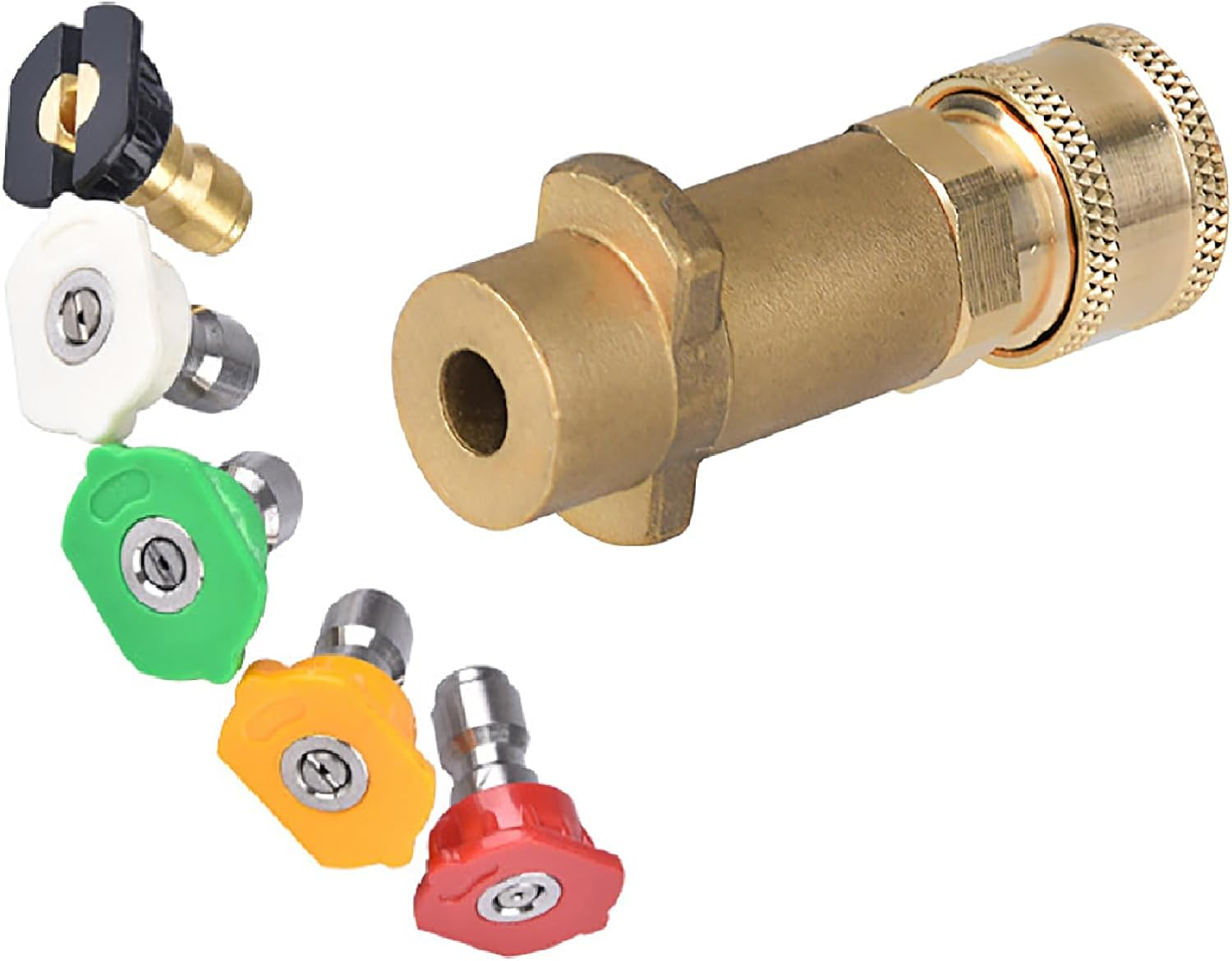 Brass Pressure Washer Gun Adapter with 1/4" Female Quick Connect Fitting,With 5-Pack Nozzles Spray Tips Multiple Degrees,Fit K Archer K Series,Nice with Foam Cannon image number 5