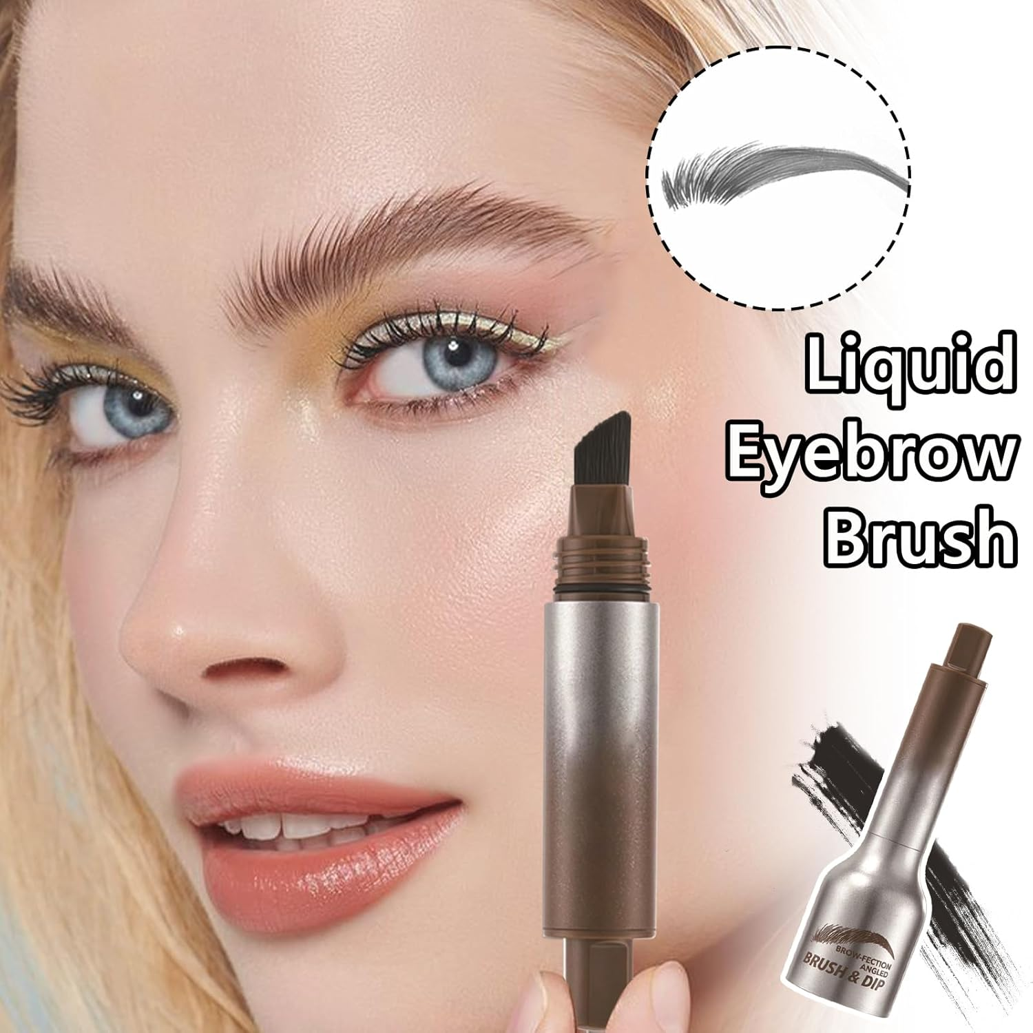 Brow Fection Angled Brush and Dip, Liquid Eyebrow Brush, Long Lasting Waterproof Brow Pen, Smudge Proof Eyebrow Pencils for Eyebrows, Sideburns and Beard /1338 image number 3
