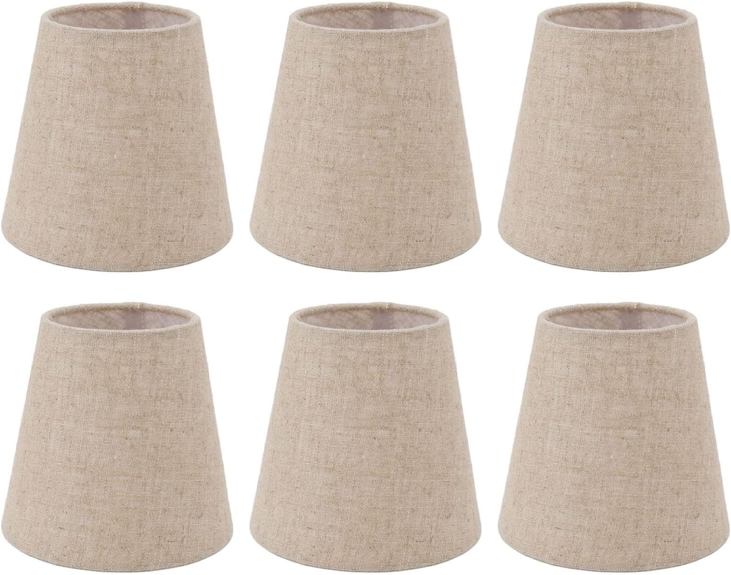 6PCS Fabric Lampshade, Clip on Light Shades Small Candle Lamp Shades Table Lamp Decor Bedside Light Lampshades, Mini Lamp Shade for Ceiling, Table Lamp and Wall Lamp