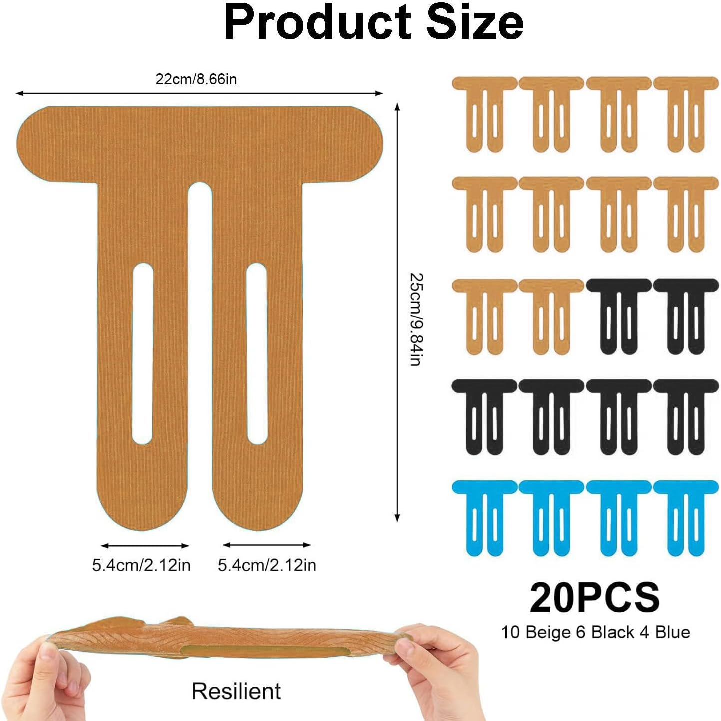 OWNKING 20 Pcs Upgraded Precut Kinesiology Tape for Knees, Elastic Sports Tape, Waterproof & Relief Athletic Tape for Knee Support & Stability, Breathable, Hypoallergenic, Extra Sticky, 25X22Cm image number 6